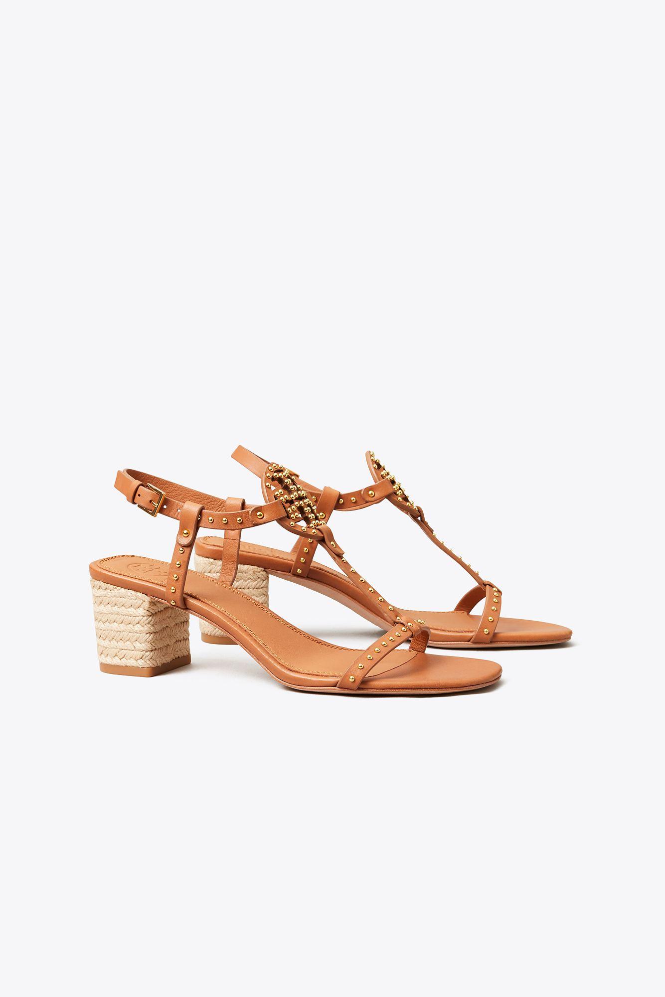 Tory Burch Leather Miller Studded Espadrilles Sandals in Tan (Brown) - Lyst