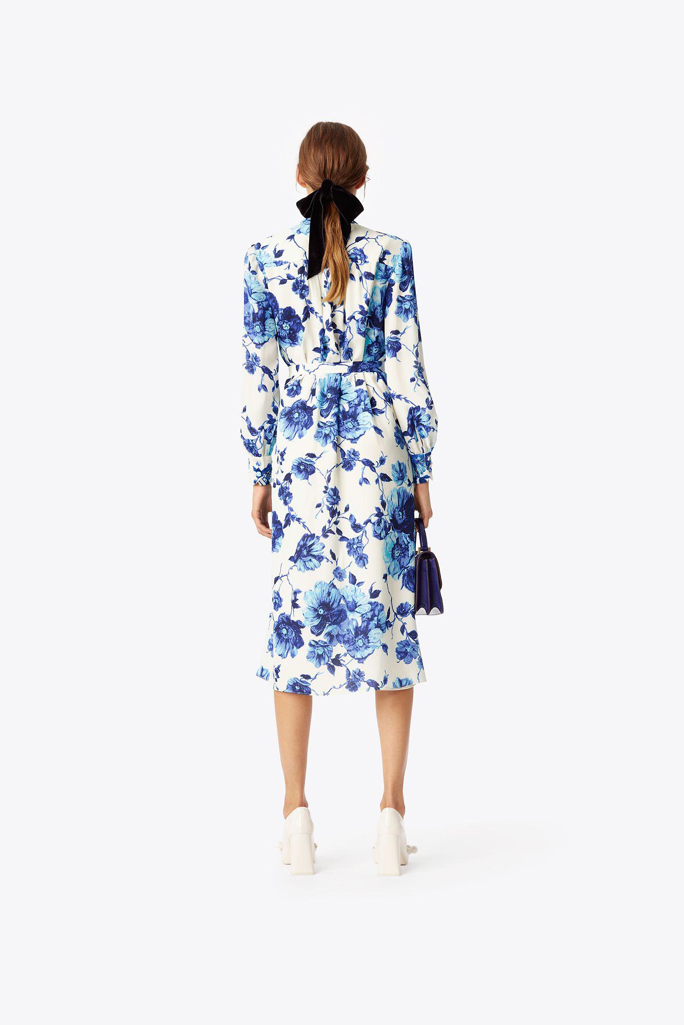 tory burch blue and white dress