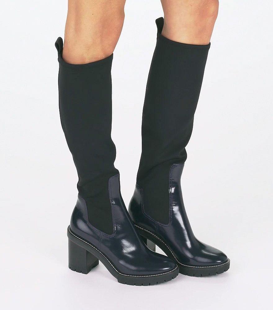 Tory Burch Leather Preston 95mm Lug Sole Boot | 453 | Knee Boots 