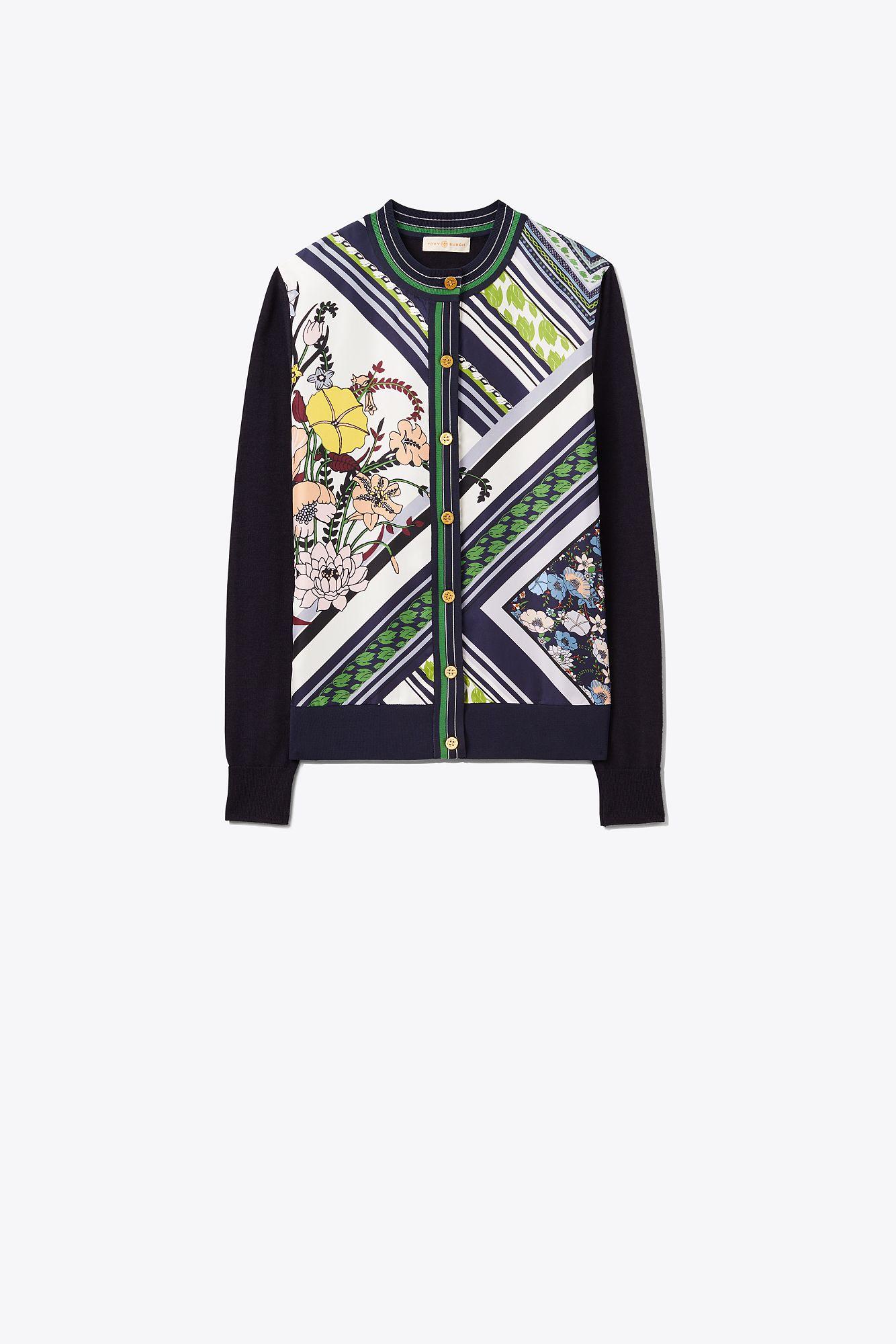 tory burch silk front cardigan