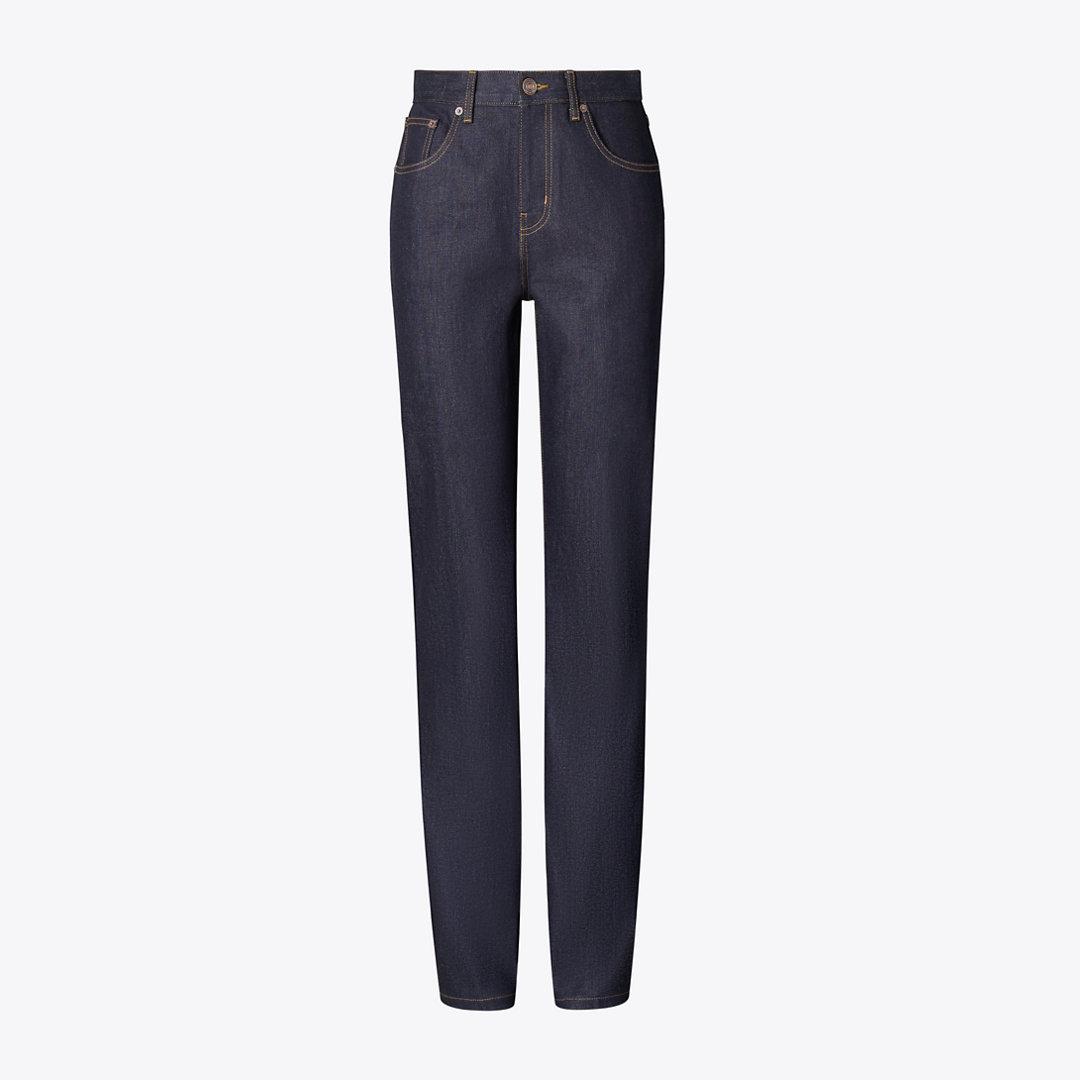 【関税&送料込】Tory Burch Medium Waist Slim Jeans High-Rise Straight Jean: Women's Designer Bottoms | Tory Burch