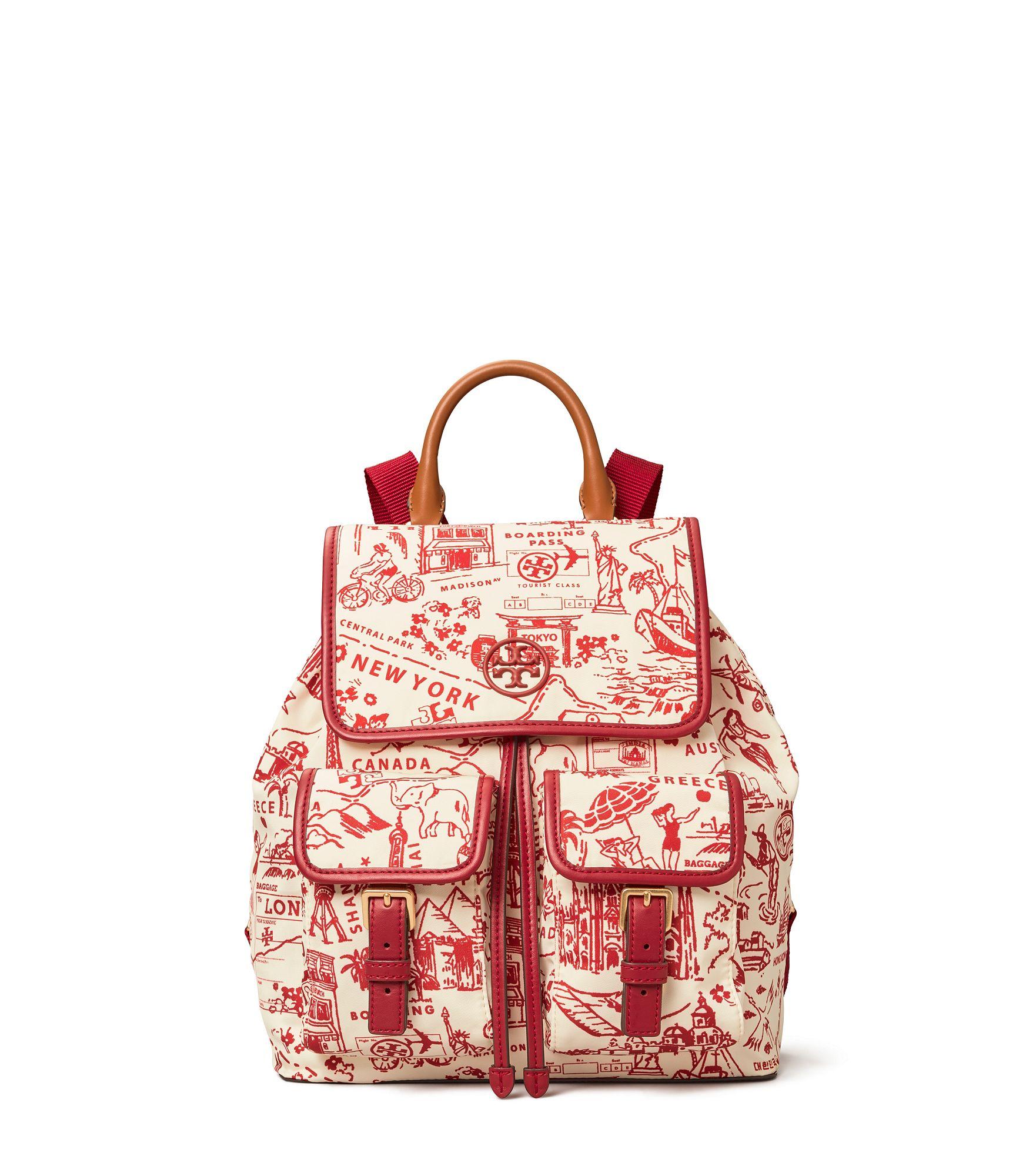 Psychiatry tread fax Tory Burch Perry Nylon Printed Flap Backpack in Red | Lyst