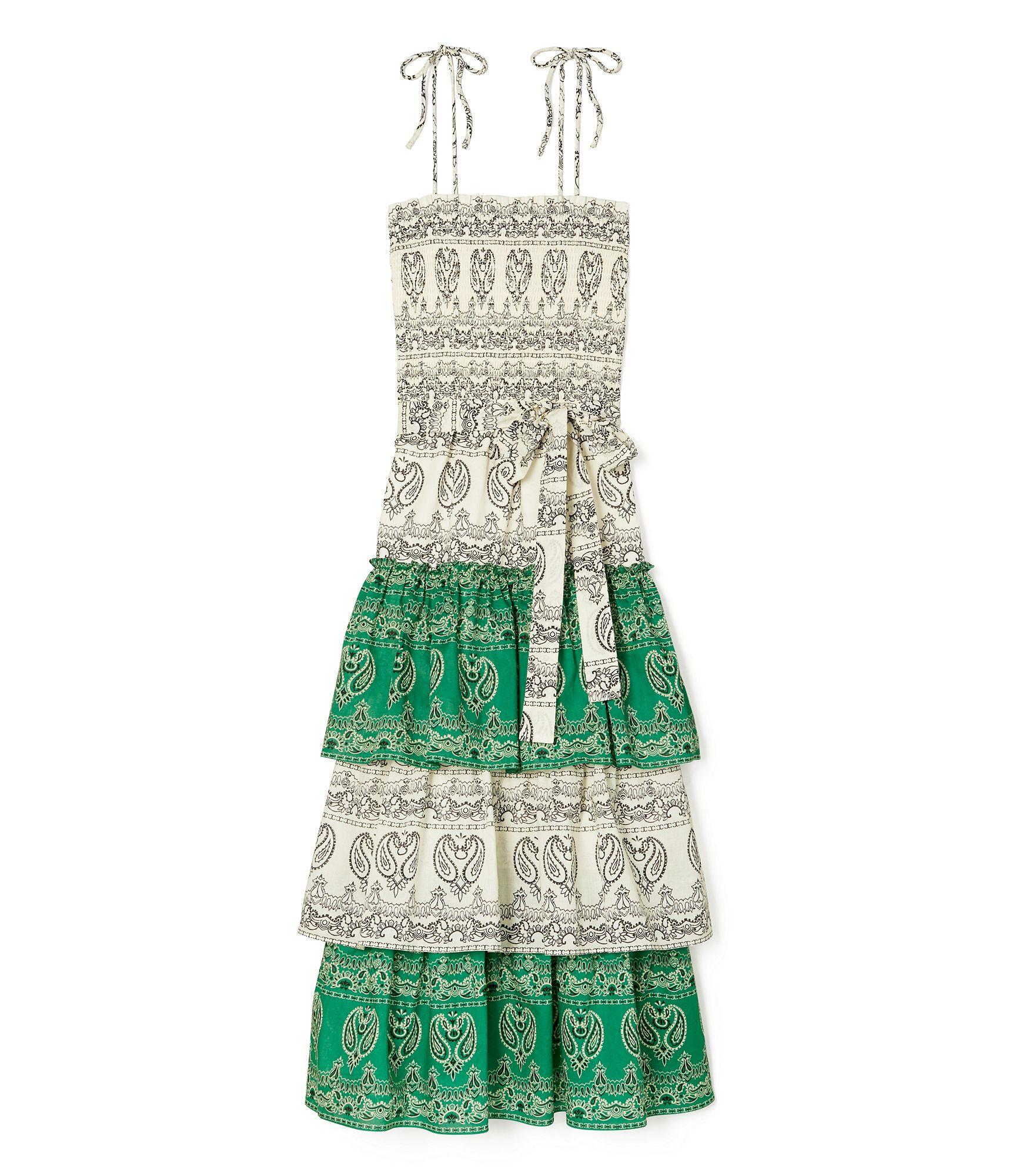 Tory Burch Printed Ruffle Tiered Dress in Green | Lyst Canada