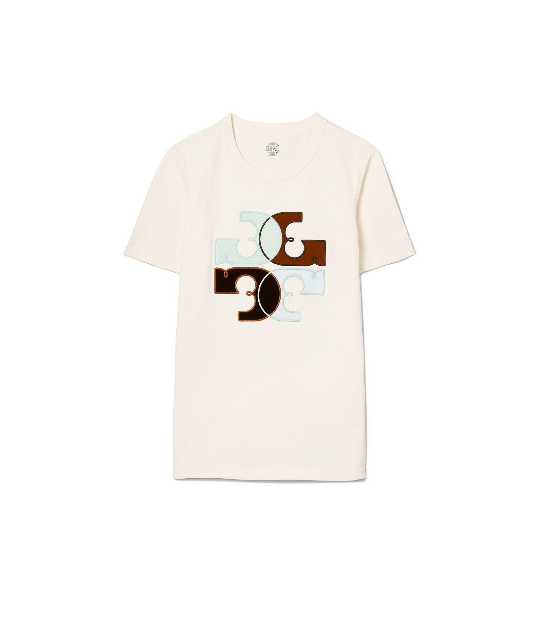 Tory Burch Color-block Logo T-shirt in White | Lyst