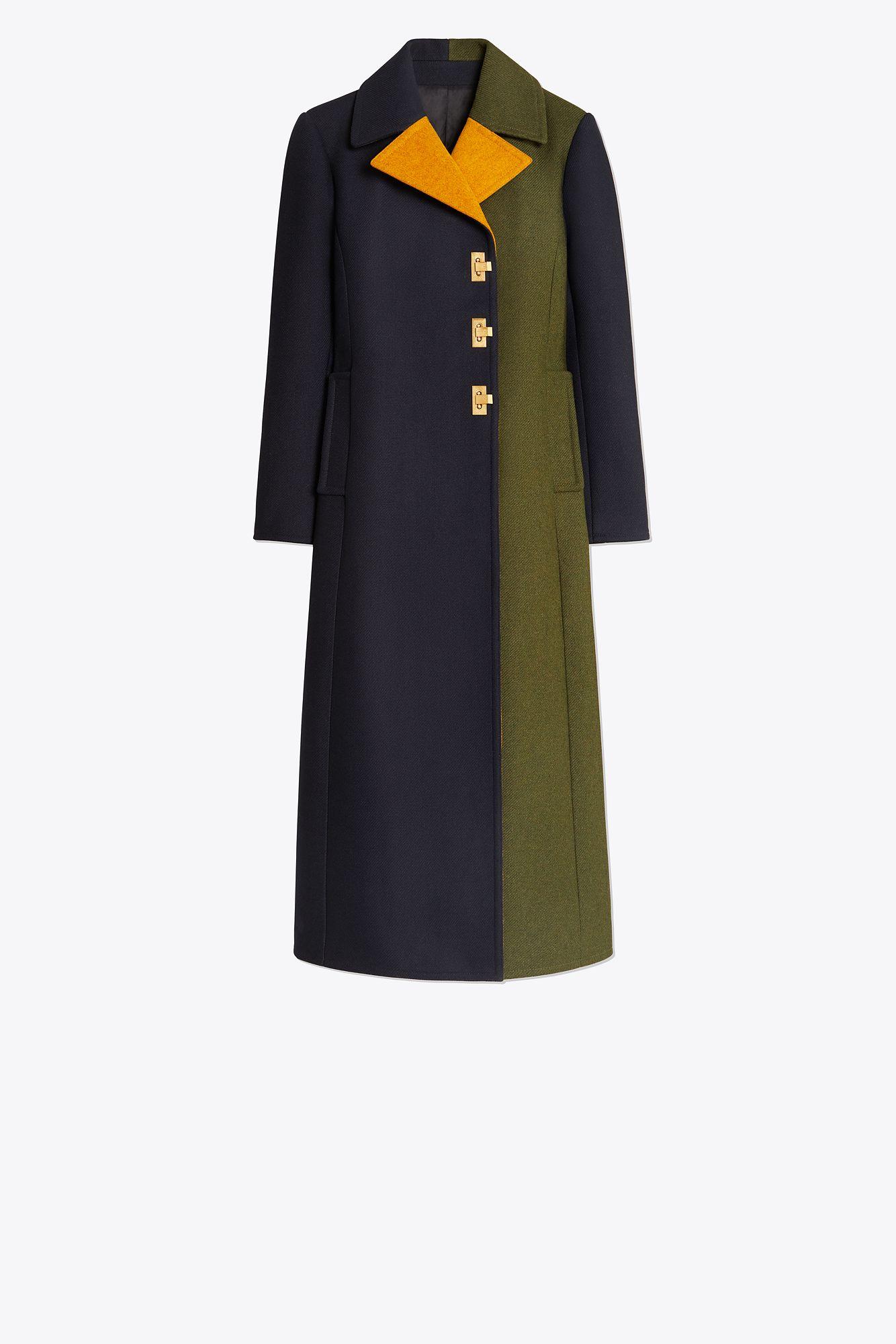 color block wool coat