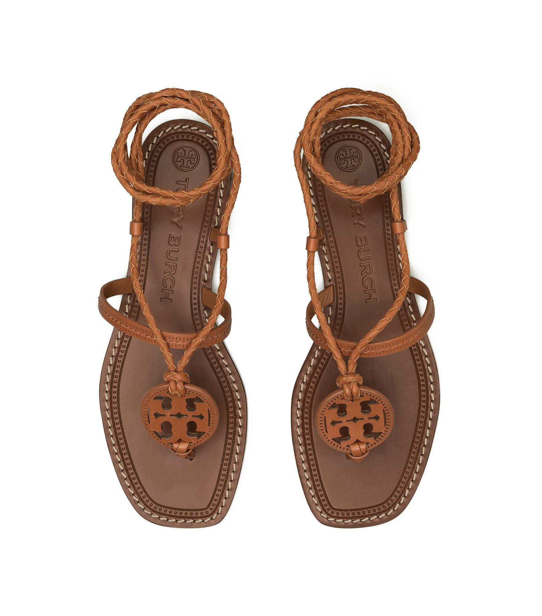 miller braided ankle tie logo sandal