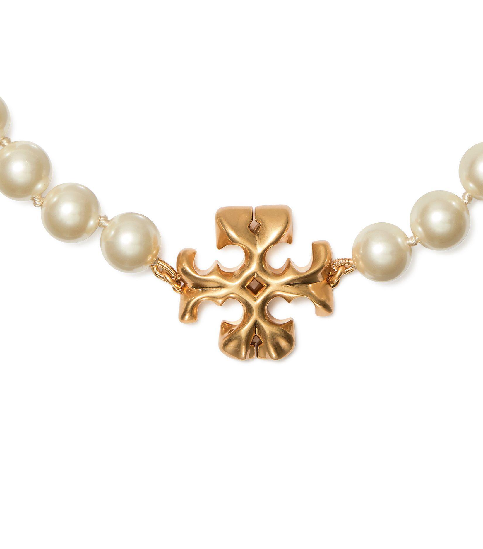 Tory Burch Roxanne Pearl Necklace in Metallic | Lyst