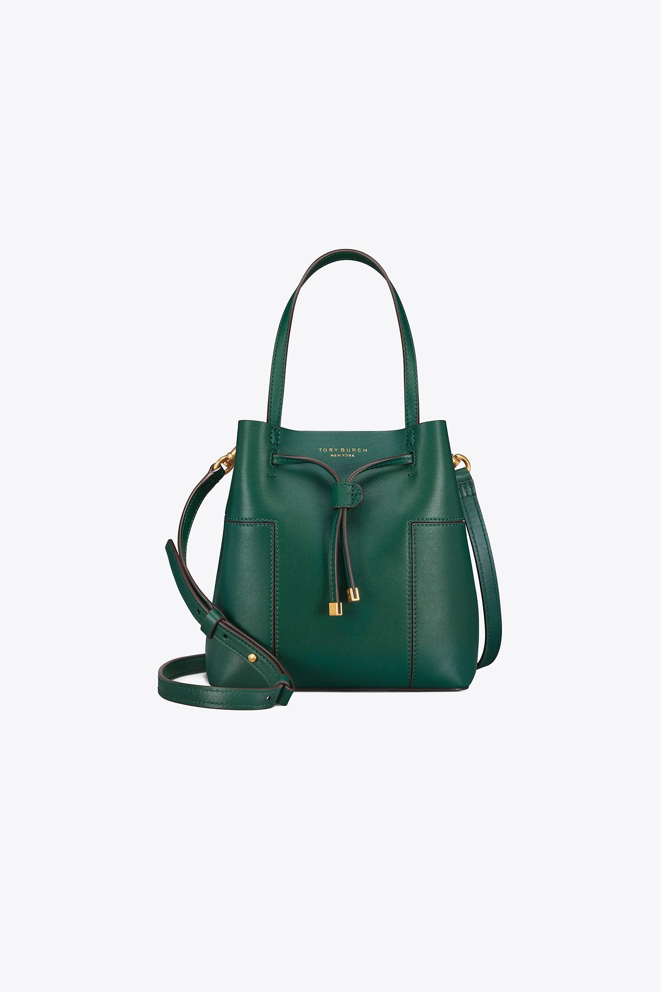 Tory Burch Block-t Small Bucket Bag in Green | Lyst