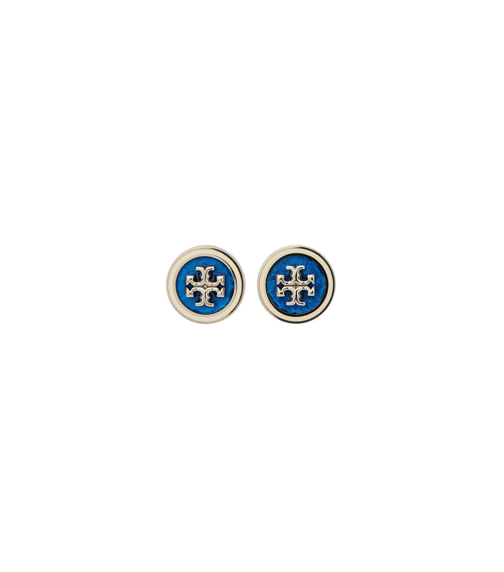 Tory Burch Kira Enamel Circle-stud Earrings in Blue | Lyst