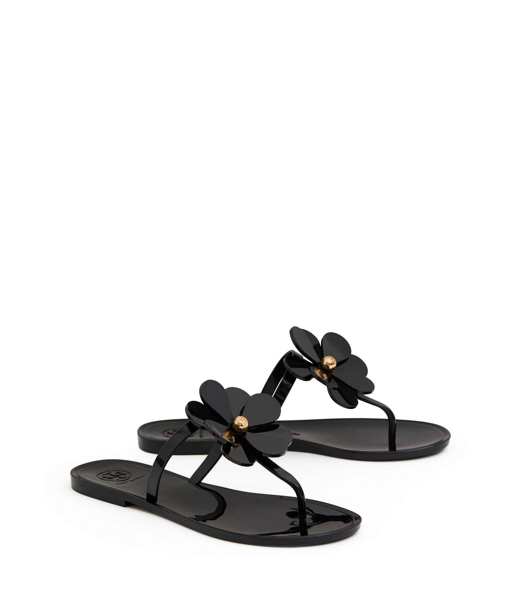 tory burch black jelly sandals