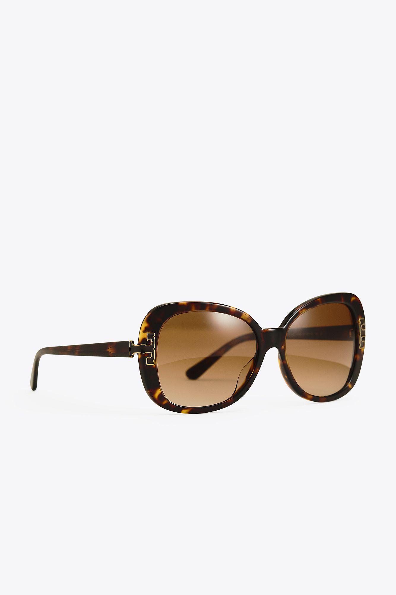 Tory Burch T-temple Butterfly Sunglasses in Dark Tortoise (Brown) - Lyst