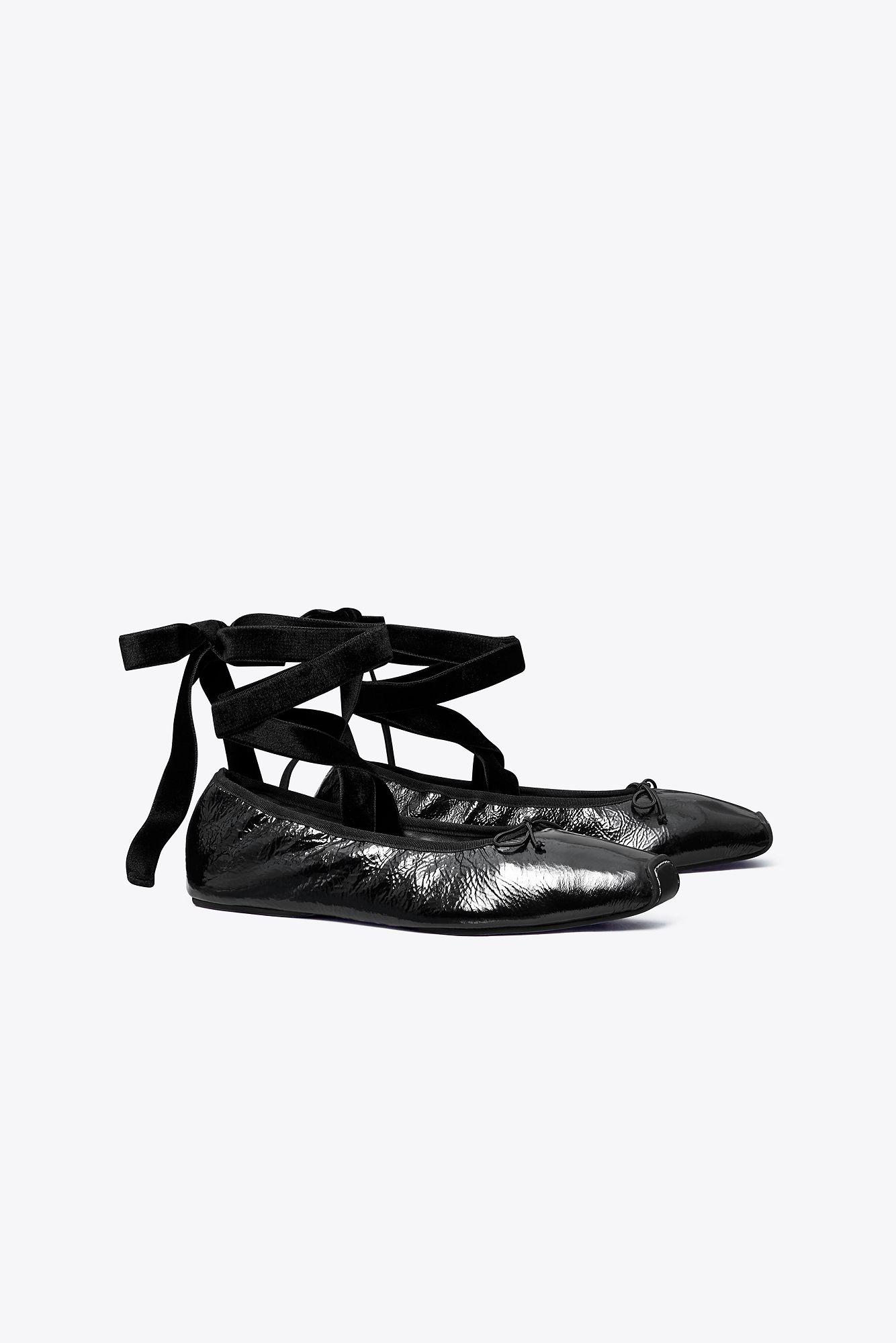 Tory Burch Anklewrap Ballerina in Black Lyst