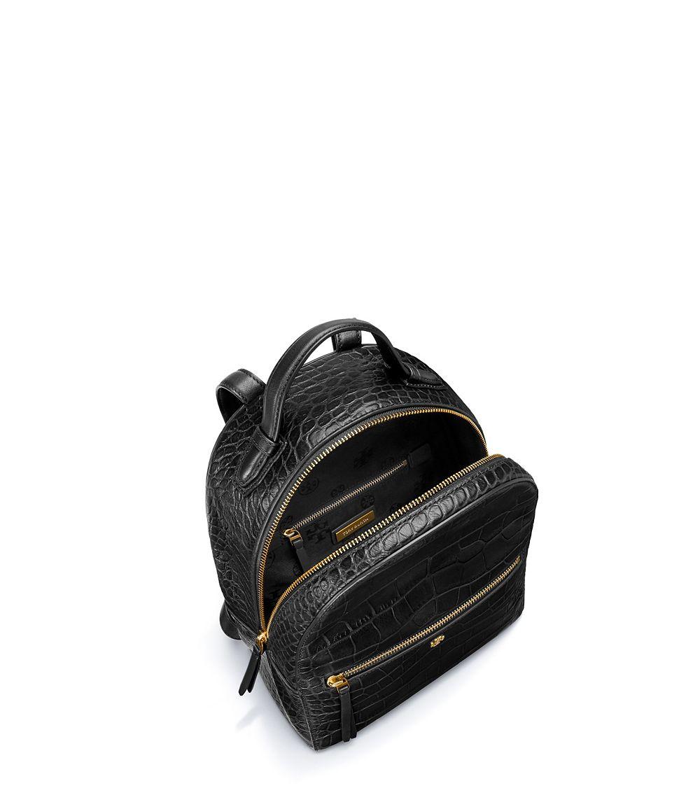 Morimi Croc-Embossed Leather Handbag Bucket/Backpack Black