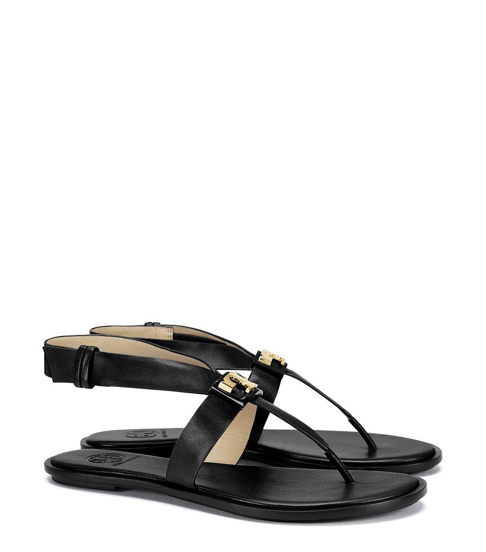 tory burch black flat sandals