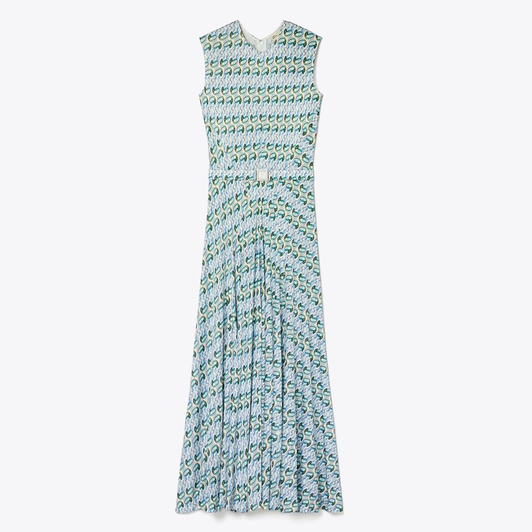 princess polly baby blue dress Tory Burch Zebra-printed Belted Jersey Midi Dress Blue And White Tory Burch main image 0