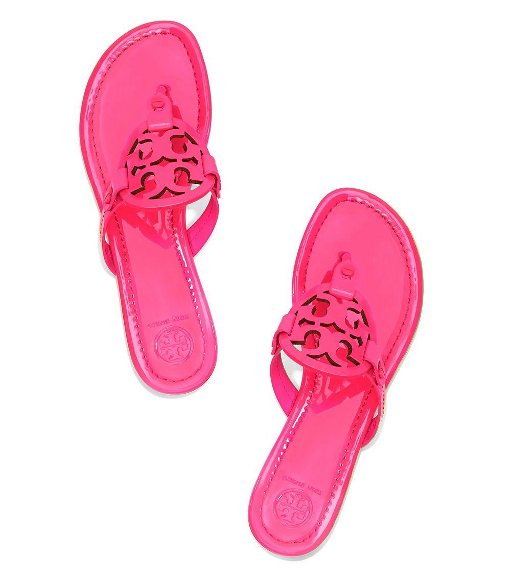 Klimatiske bjerge sammen fedme Tory Burch Miller Fluorescent Sandal, Patent Leather in Pink | Lyst