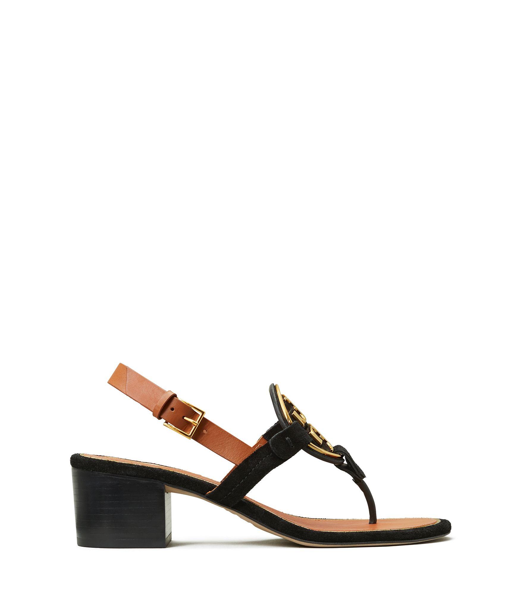 Tory Burch Miller Metal-logo Sandals, Suede | Lyst