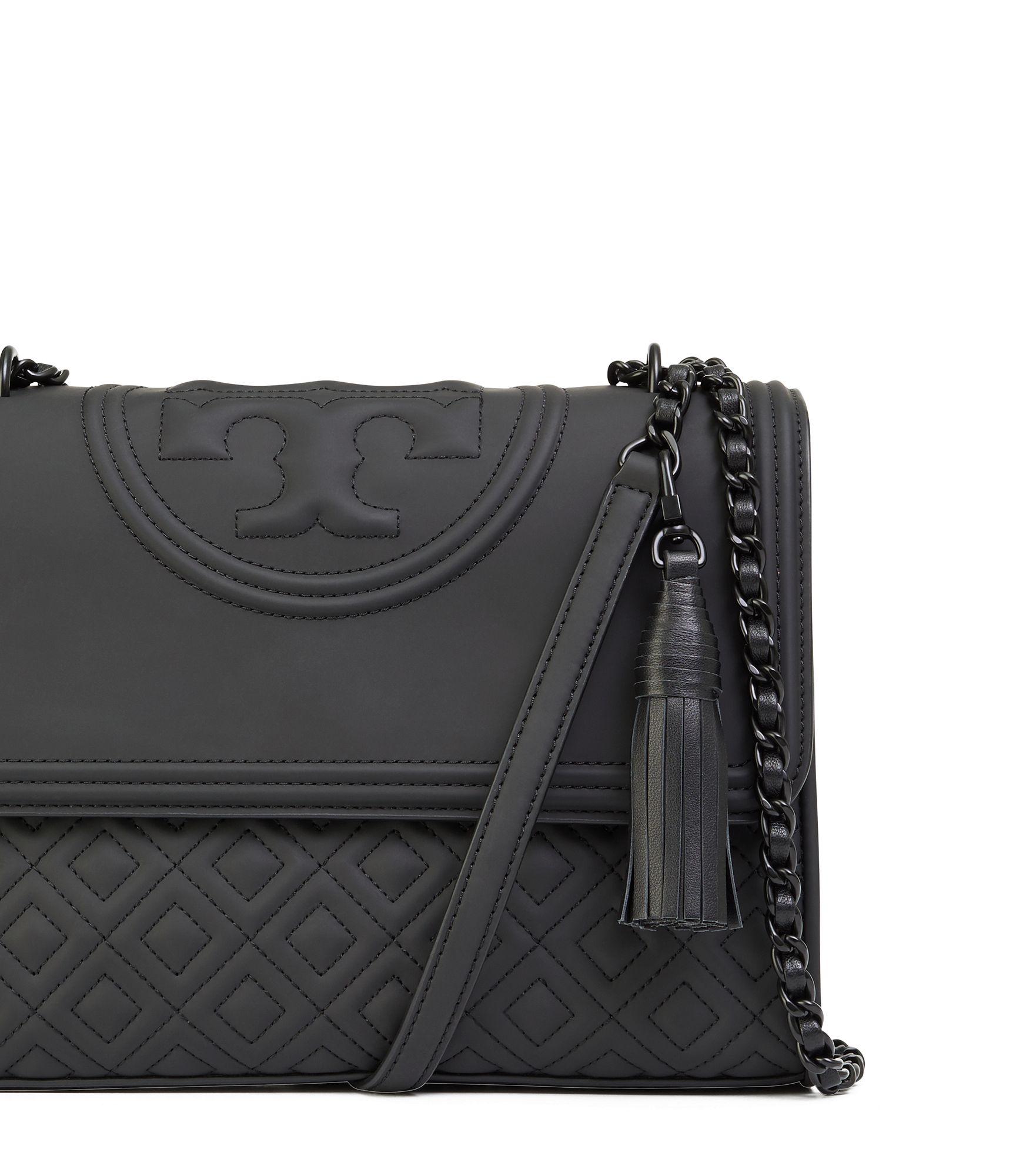 TORY BURCH Black LEATHER FLEMING Convertible SHOULDER BAG