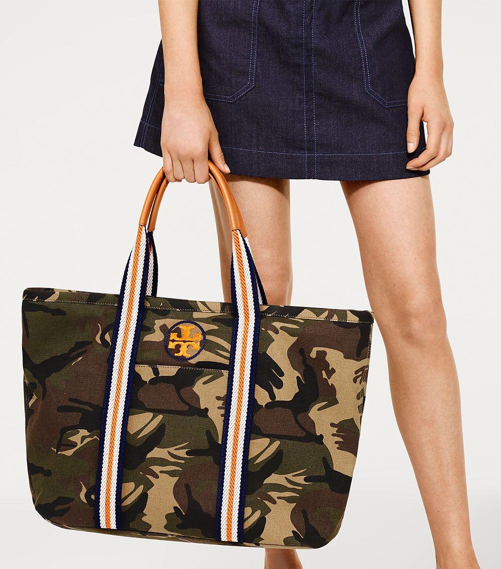 Tory Burch Embroidered-T Camo Large Tote Bag | Lyst