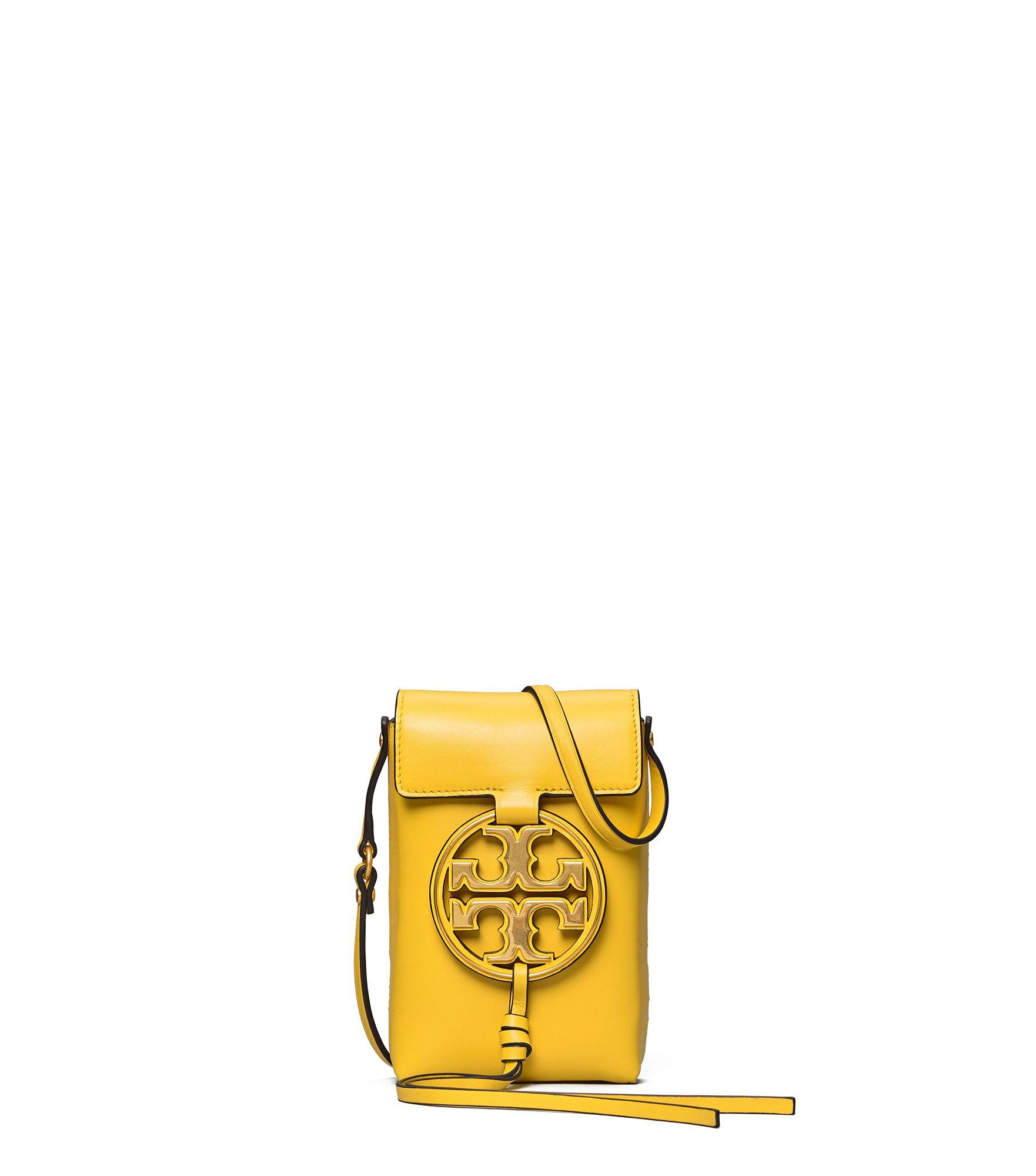Tory Burch Miller Metal-logo Phone Crossbody in Yellow | Lyst
