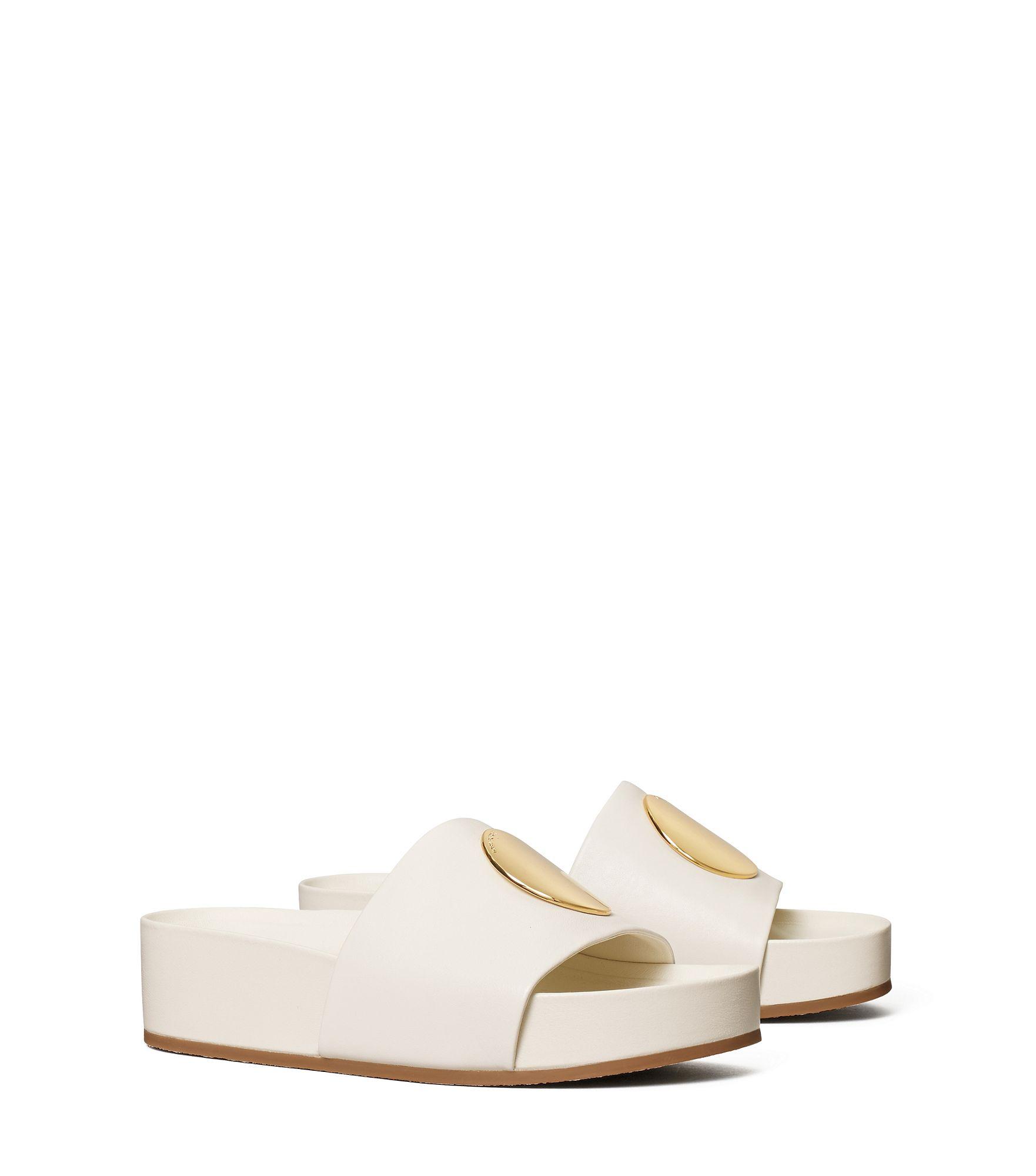 Tory Burch Leather Patos Slide in Burnt Tan (White) - Lyst