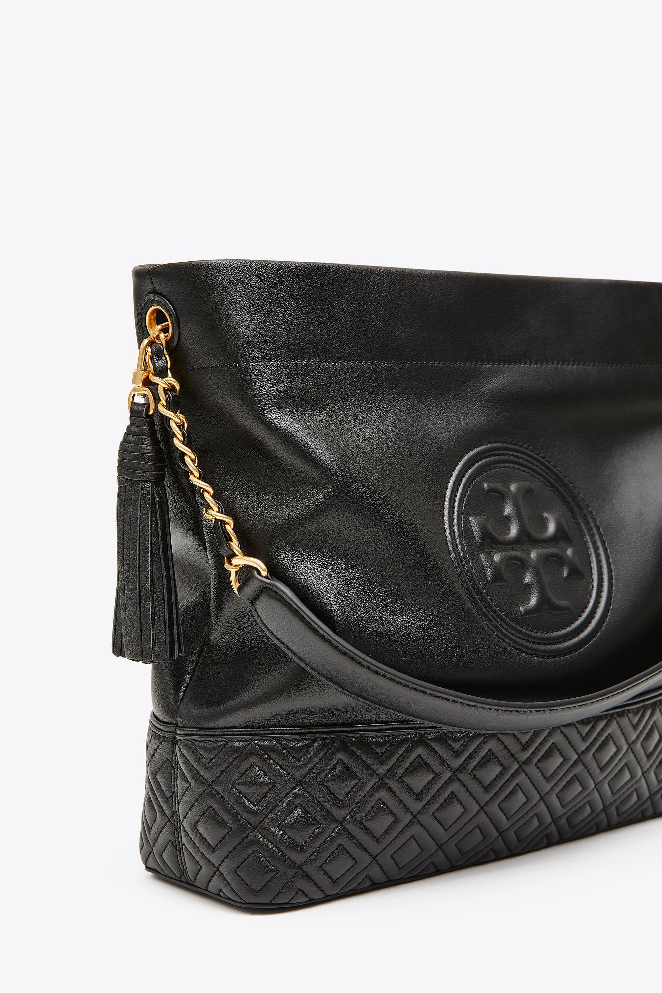 tory burch black fleming hobo