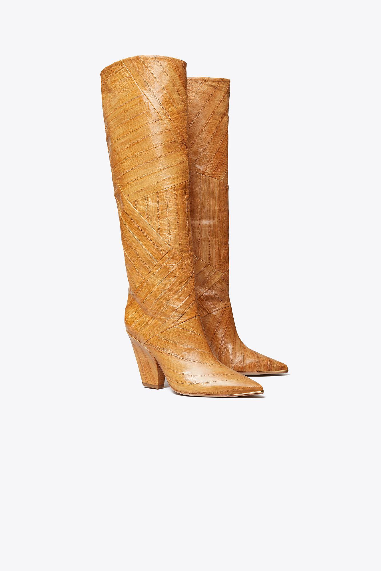 tory burch lila patchwork boot