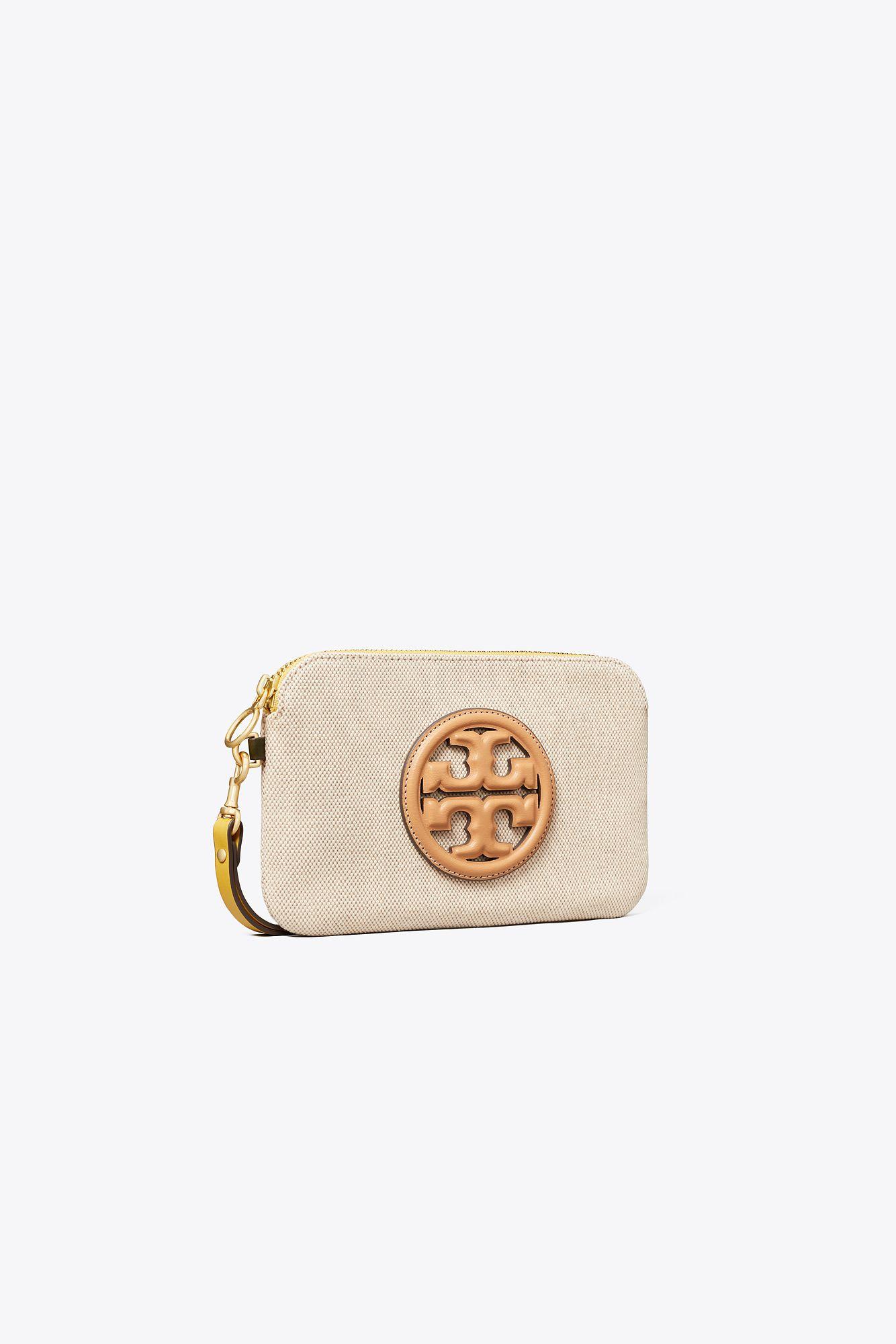 Tory Burch Perry Bombé Canvas Wristlet in Natural (White) | Lyst