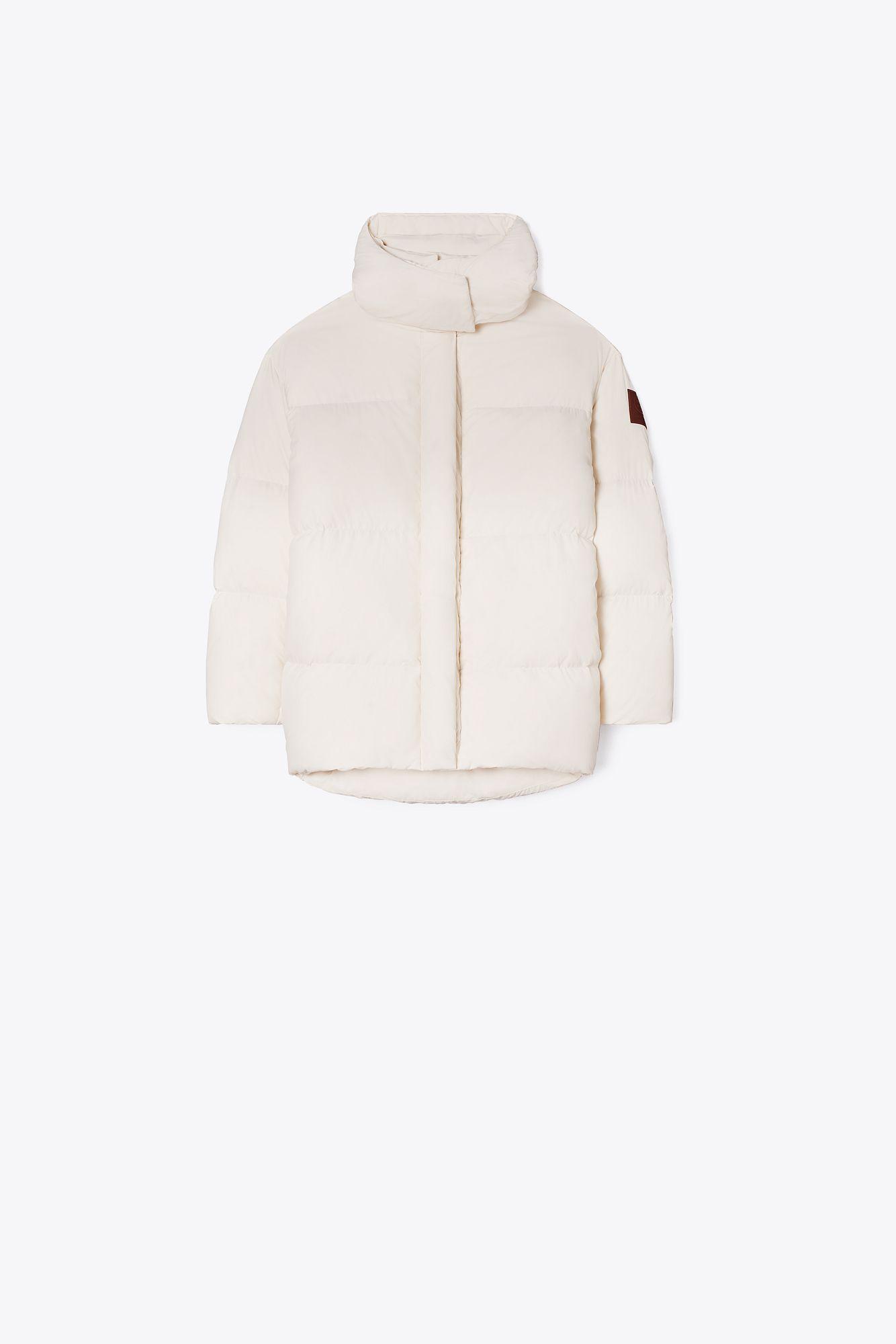 Tory Sport Tory Burch Mid-length Down Jacket in White | Lyst