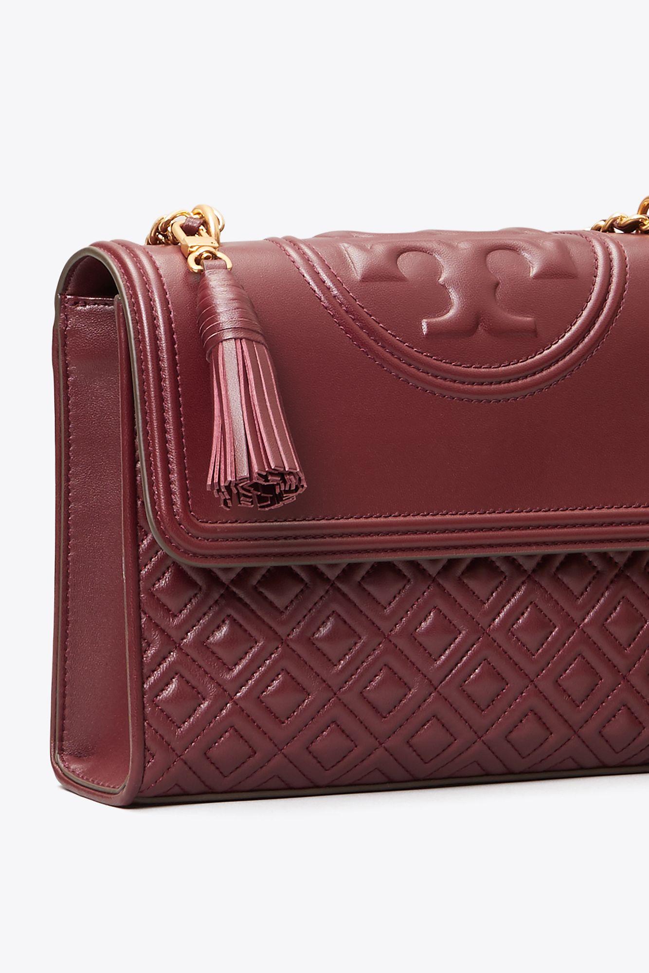 Tory Burch Leather Fleming Convertible Shoulder Bag in Claret (Red) Lyst