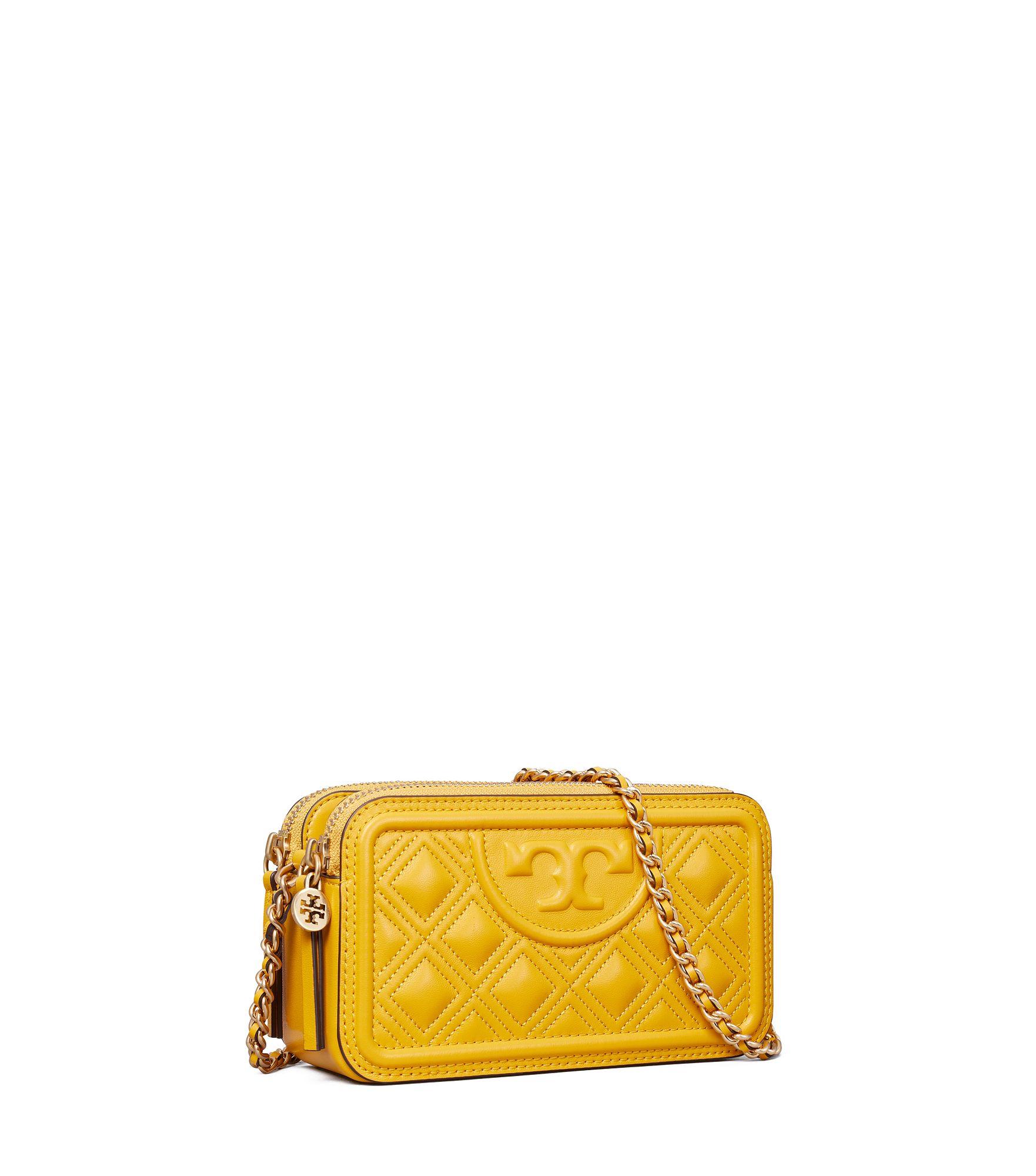 Tory Burch Leather Fleming Double-zip Mini Bag in Yellow | Lyst Canada