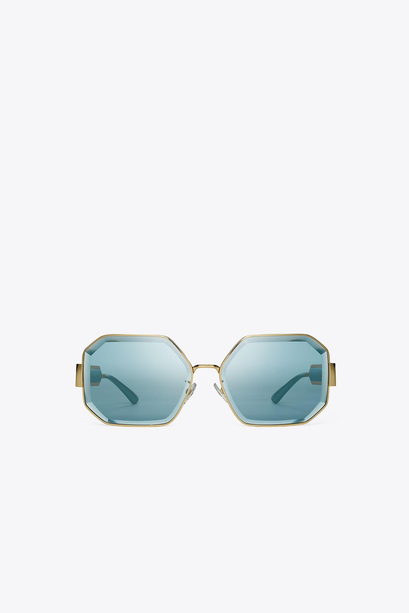 Tory Burch Kira Faceted Geometric Sunglasses in Blue | Lyst