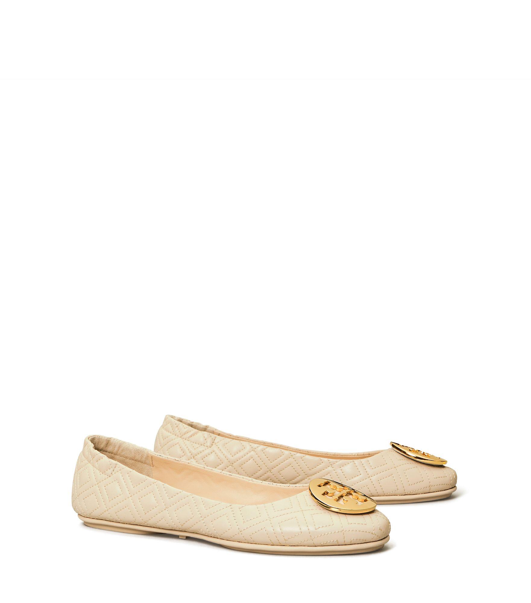 Tory Burch Minnie Travel Ballet Flats, Quilted Leather in Metallic | Lyst