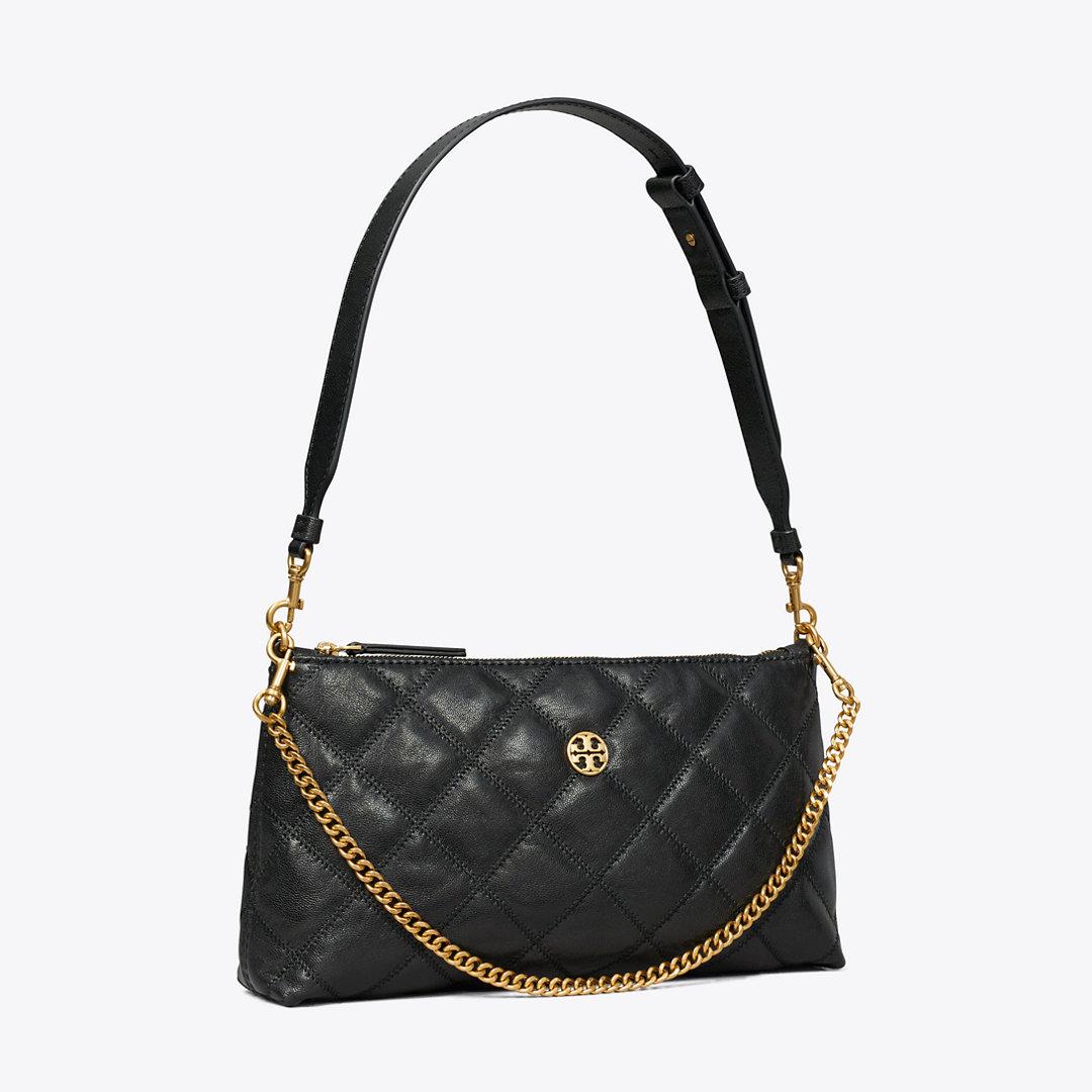 Tory Burch Leather And Chain Shoulder Bag in Black | Lyst Tory Burch Leather And Chain Shoulder Bag in Black | Lyst