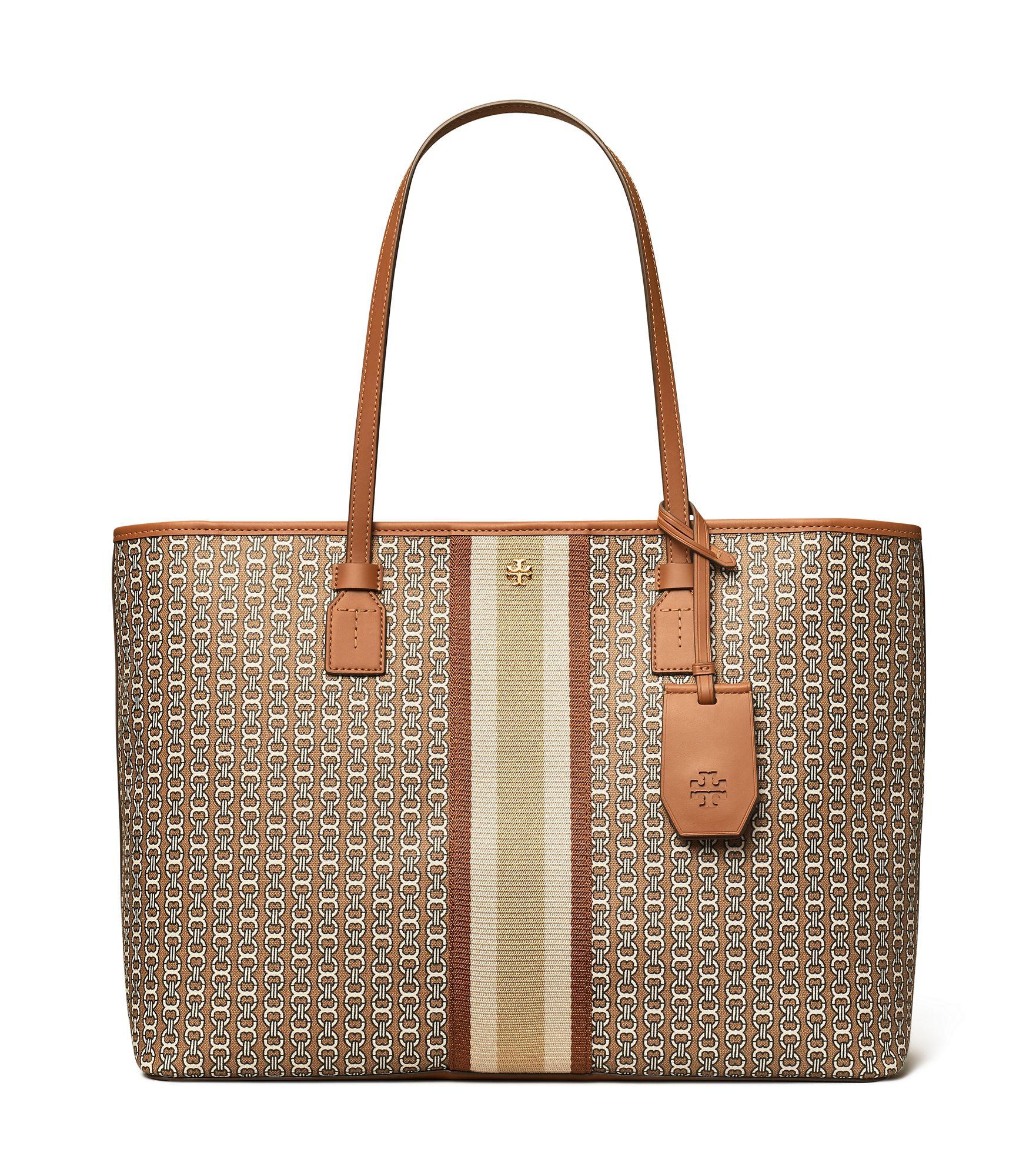 Tory Burch Gemini Link Canvas Top Zip Tote Bag in Taupe (Black) Save 53 Lyst