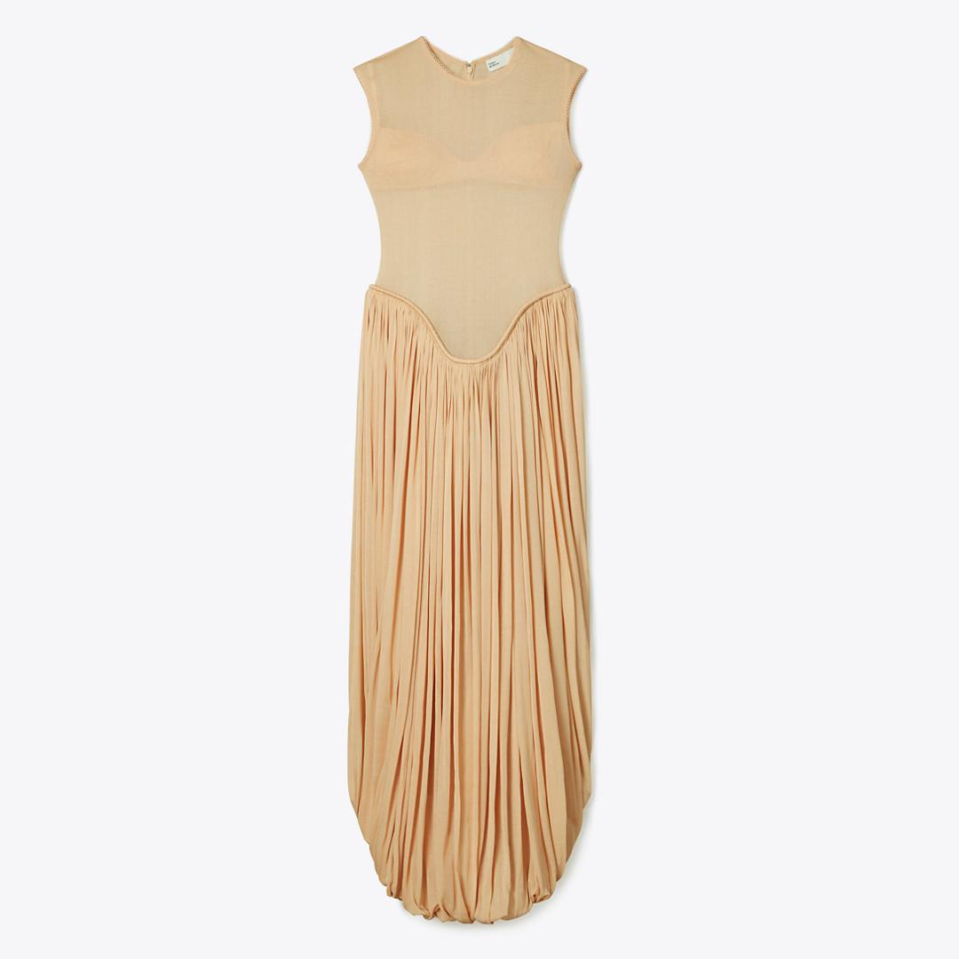Tory Burch Draped Jersey Dress in Natural | Lyst