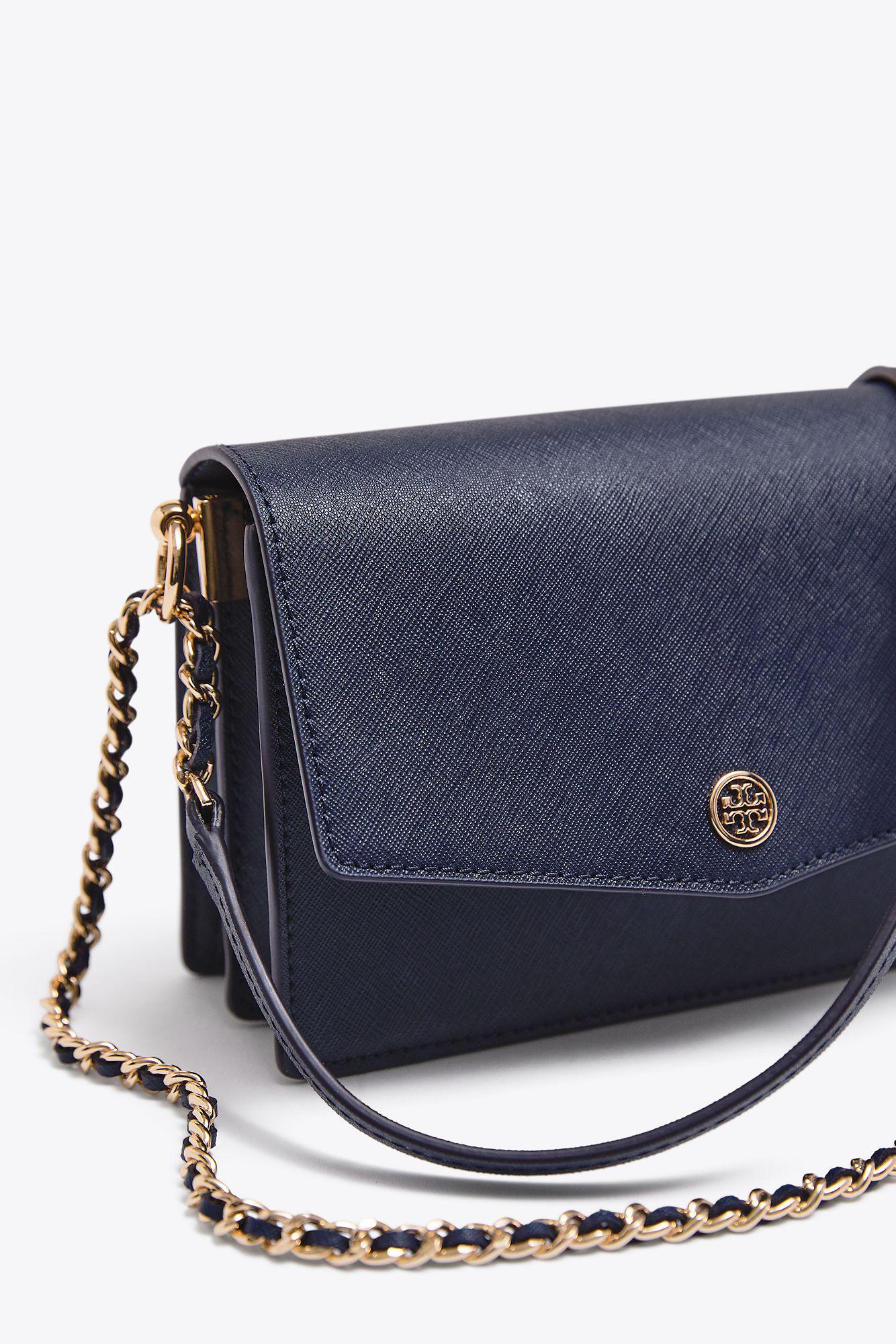 Tory Burch Leather Robinson Convertible Mini Shoulder Bag in Blue - Lyst