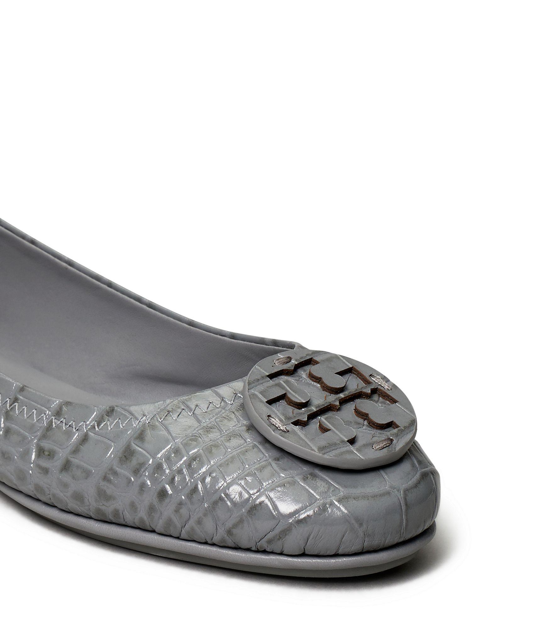 tory burch minnie travel ballet flat embossed leather