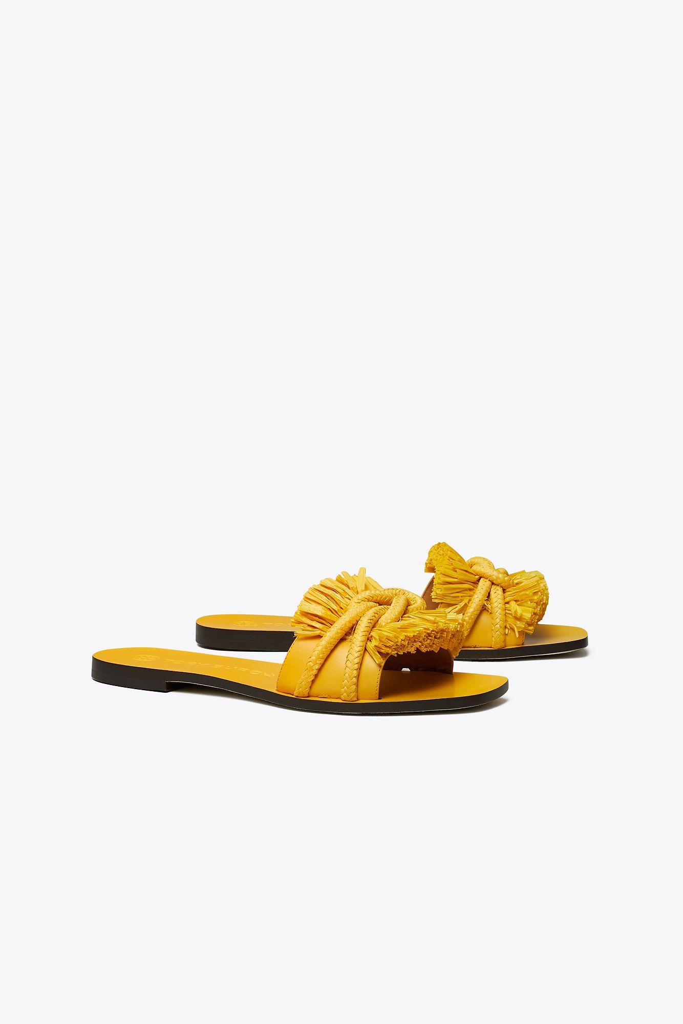 Tory Burch Rope Flat Slide in Yellow | Lyst