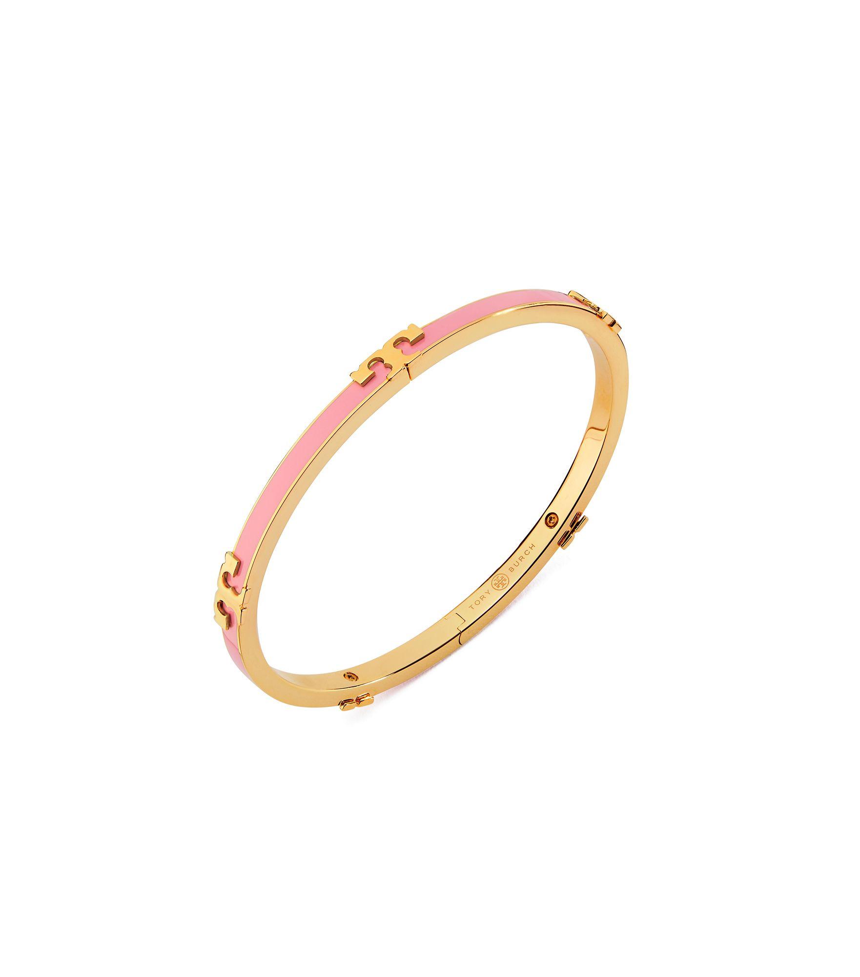 Tory Burch Serif-t Enameled Stackable Bracelet in Pink - Lyst