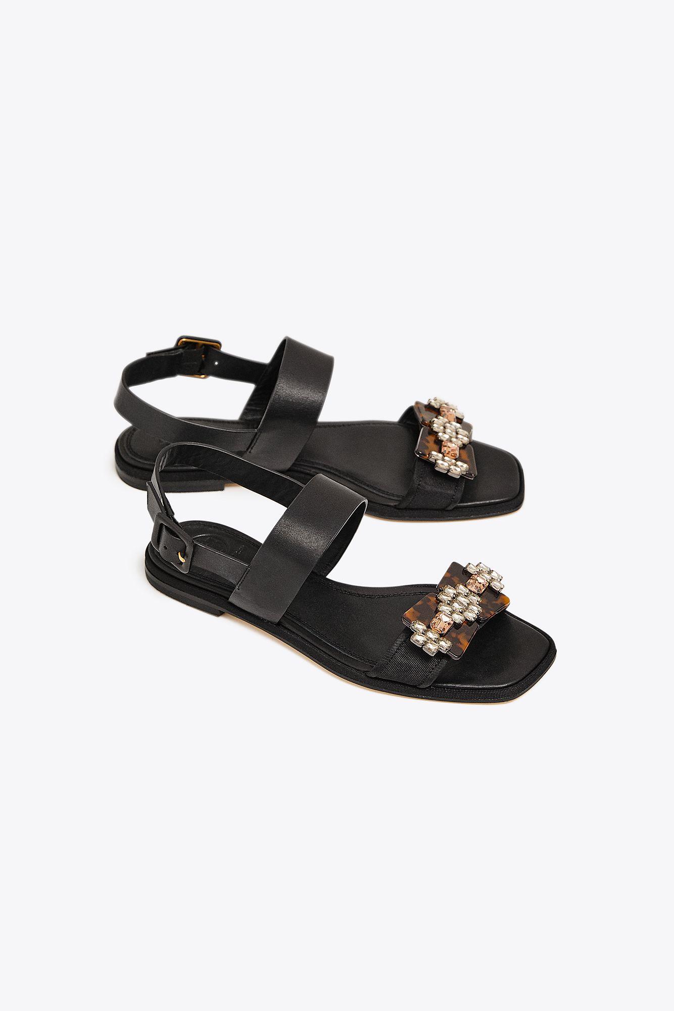 tory burch delaney embellished flat sandal