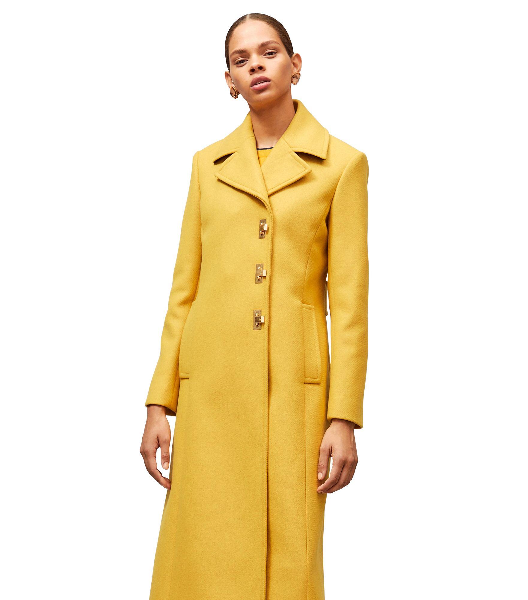 Tory Burch Wool Coat in Yellow | Lyst