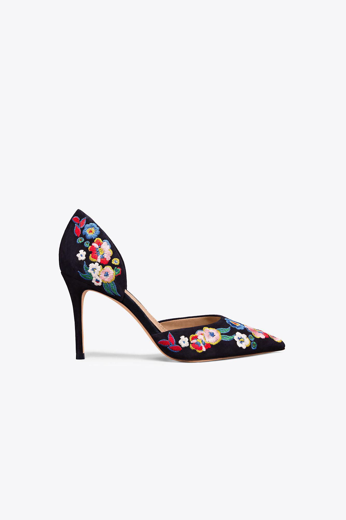 Lyst Tory Burch Rosemont Embroidered D'orsay Pump in Blue