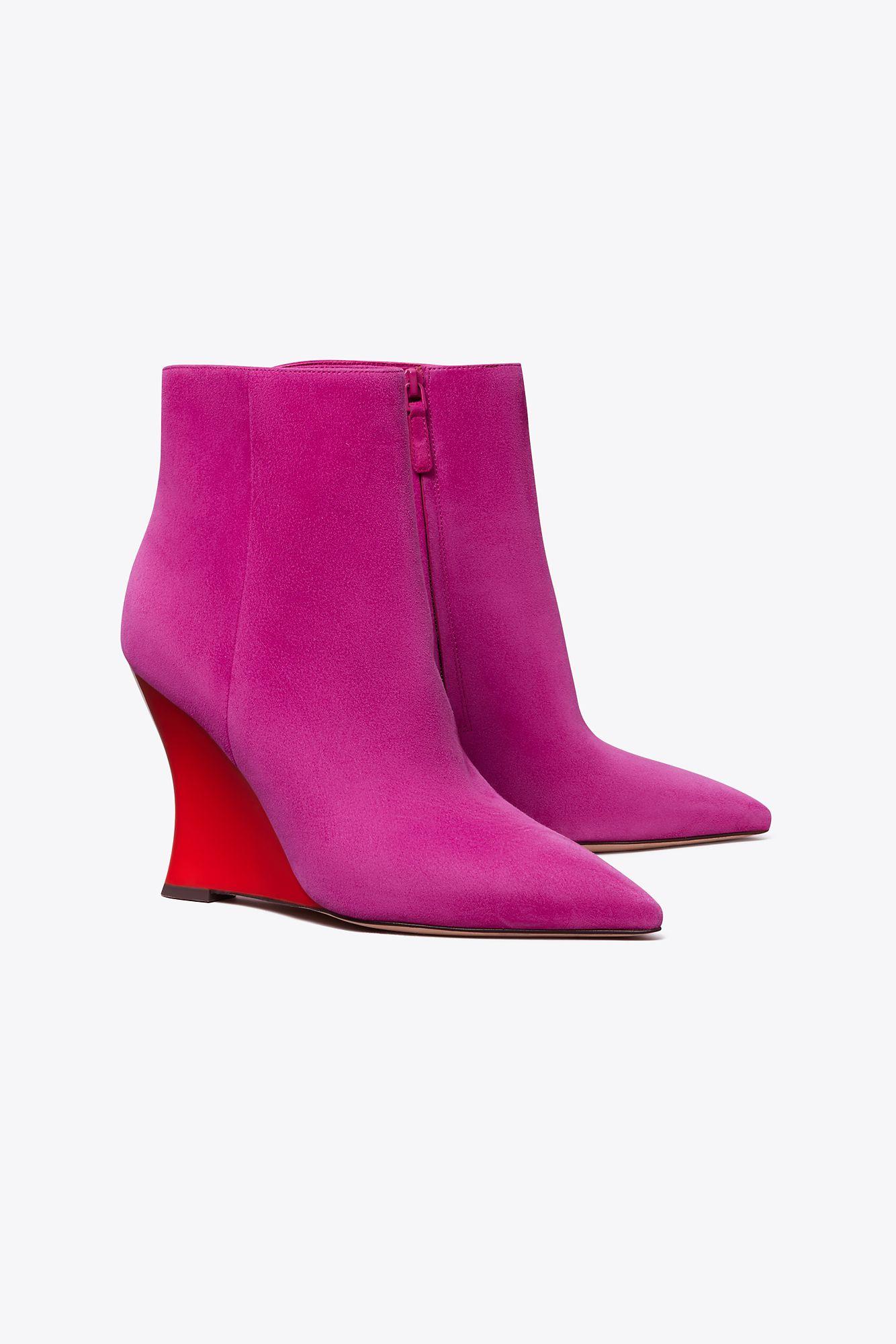 Tory Burch Sculpted Wedge Ankle Boot in Pink | Lyst