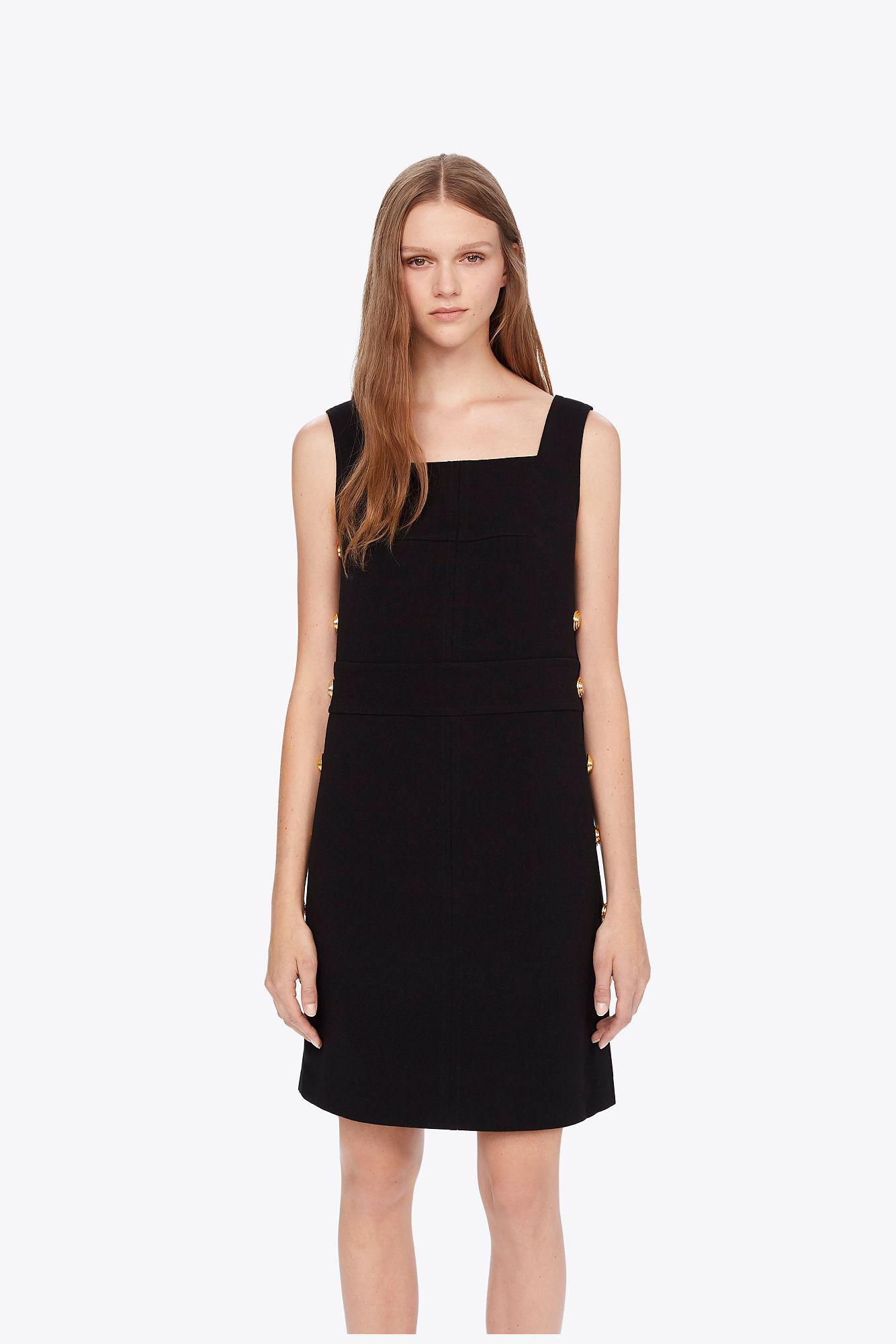 black side button dress