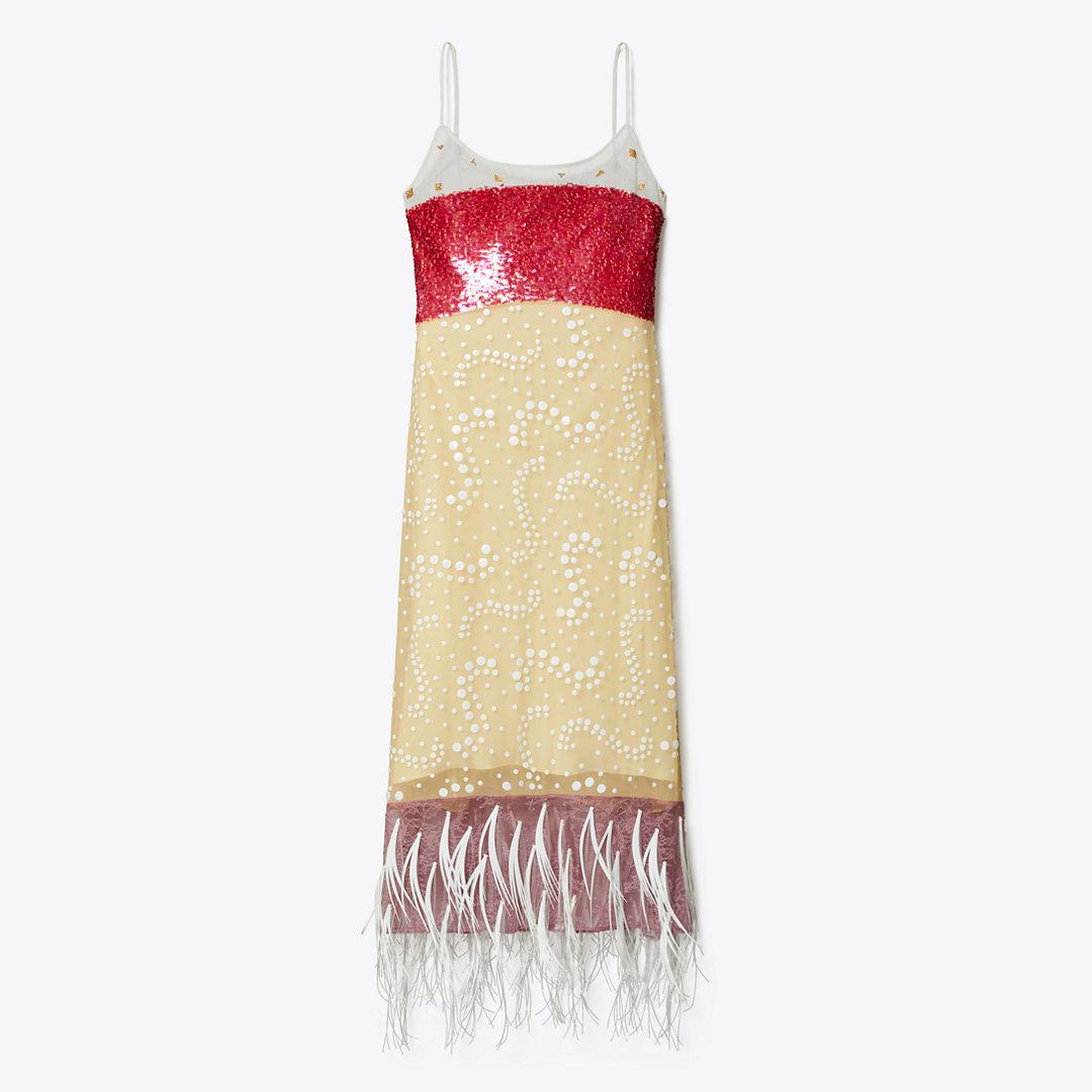 Tory Burch Embellished Slip Dress | Lyst