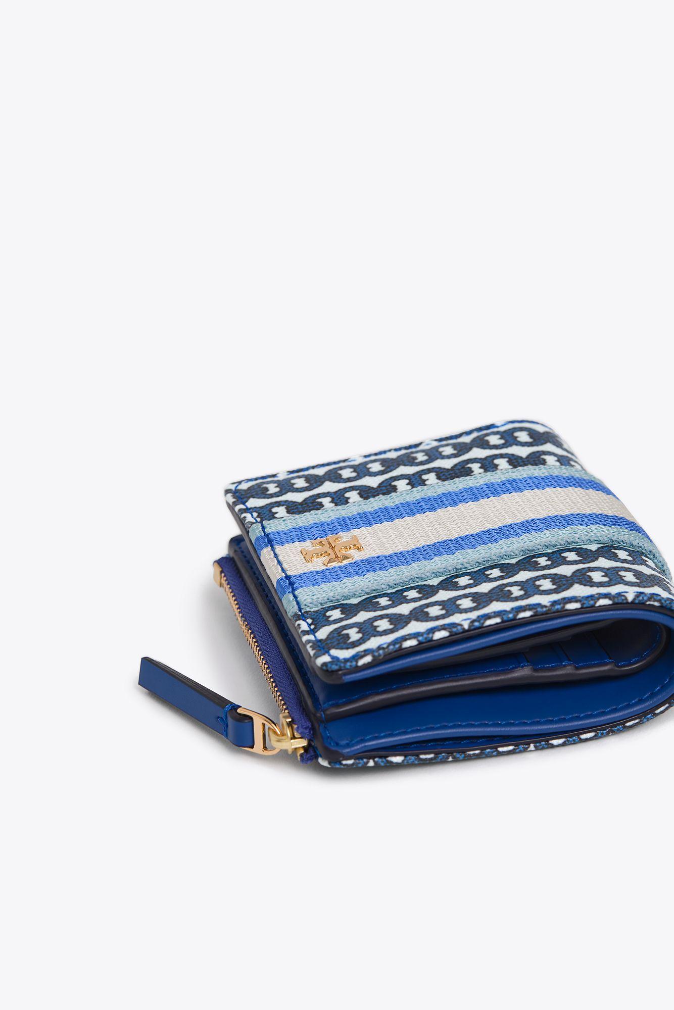 Tory Burch Mini Gemini Link Canvas Wallet in Blue - Lyst