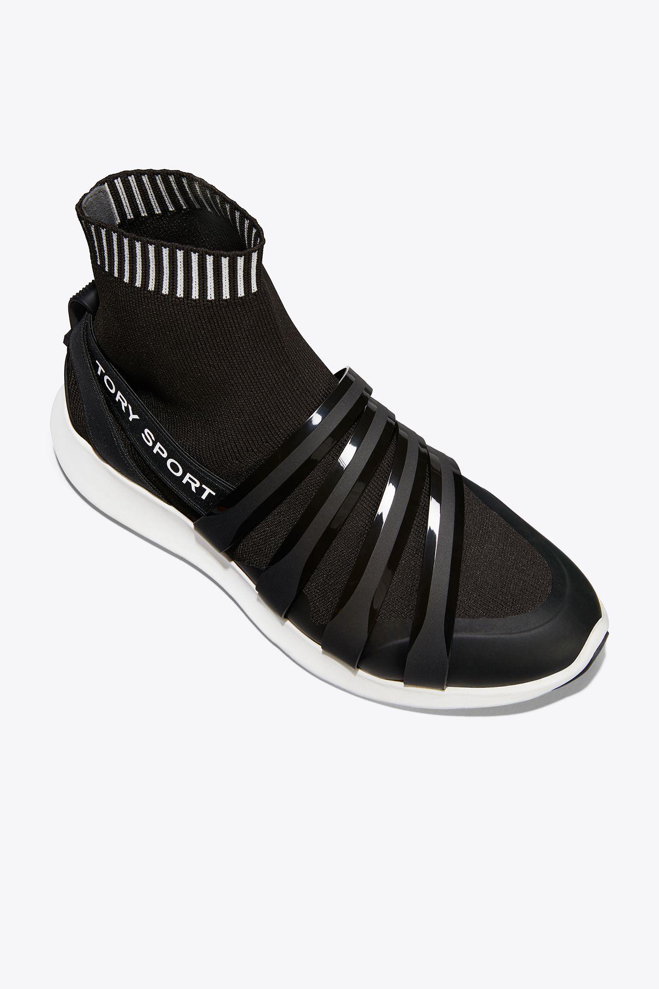 Tory Sport Banner Performance Sock Sneaker (perfect Black) Shoes | Lyst