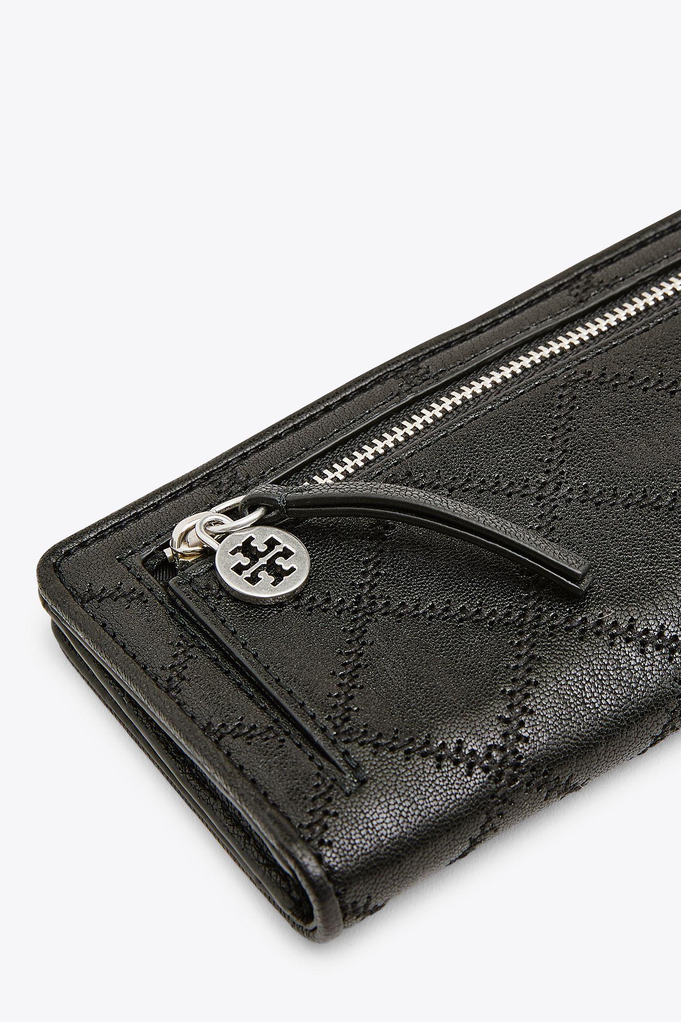 Tory Burch Leather Fleming Distressed Slim Envelope Wallet in Black Lyst