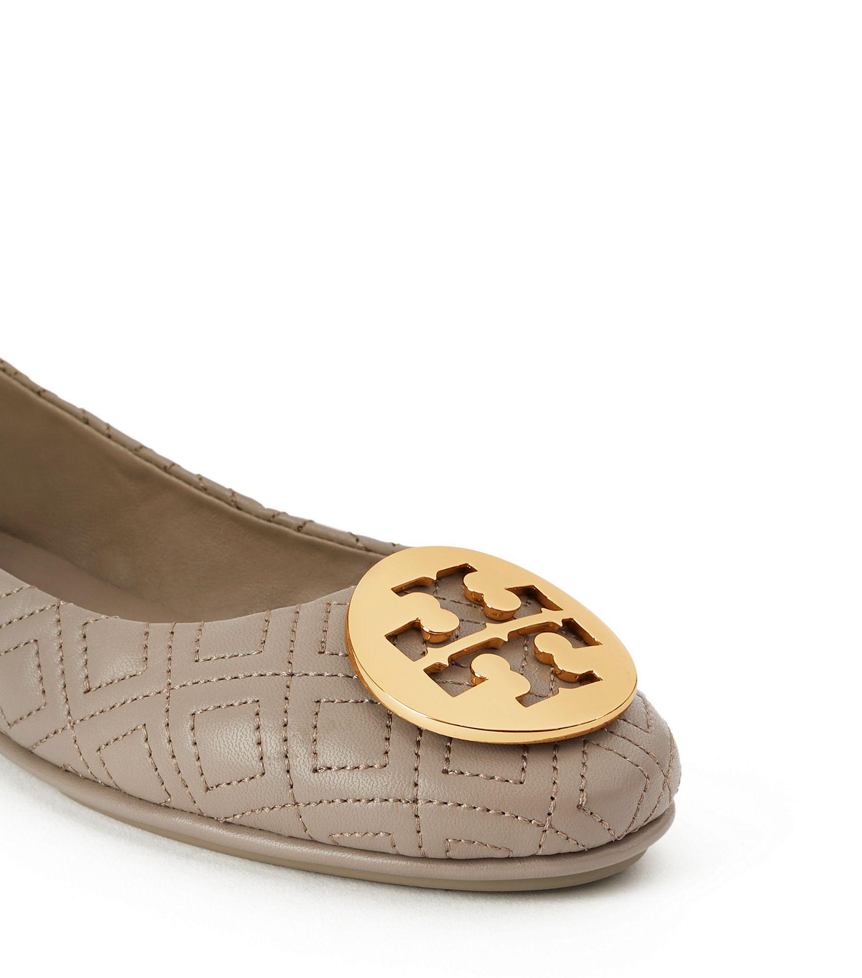 Tory Burch Minnie Travel Ballet Flats, Quilted Leather in Metallic - Lyst